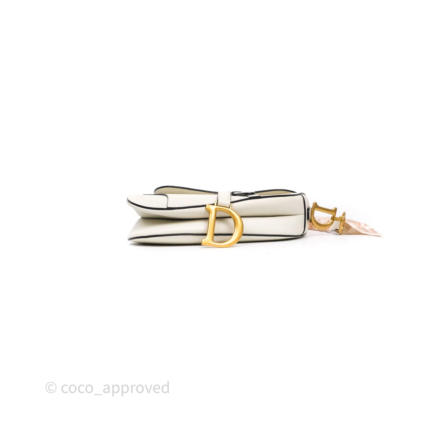 Christian Dior Saddle Bag White Grained Calfskin Gold Hardware