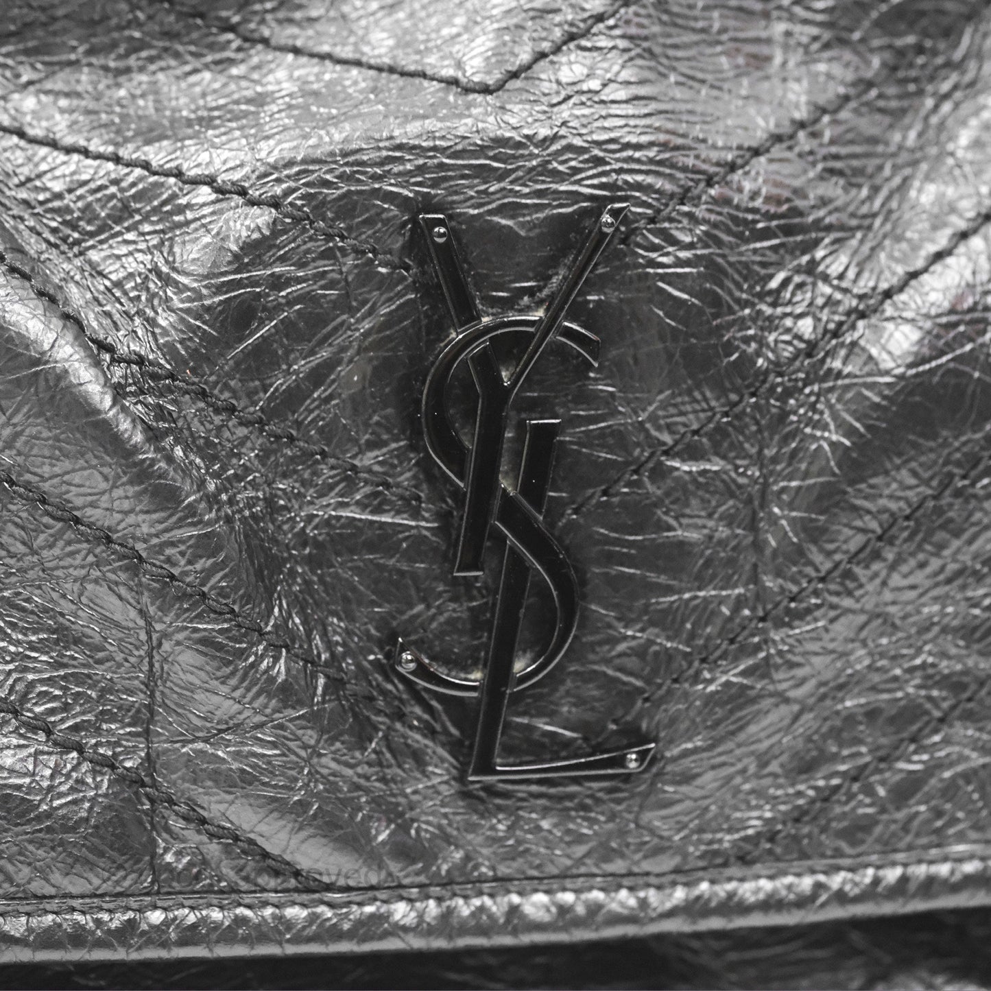 Saint Laurent Medium Niki Chain Bag Crinkled Calfskin So Black