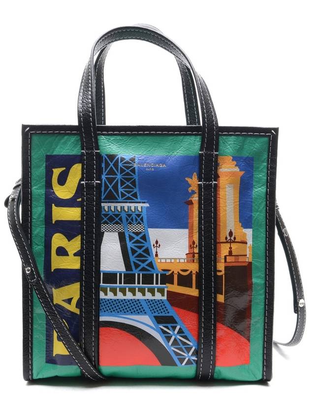 Luxury Balenciaga Bazar Paris Graphic Tote Bag Green