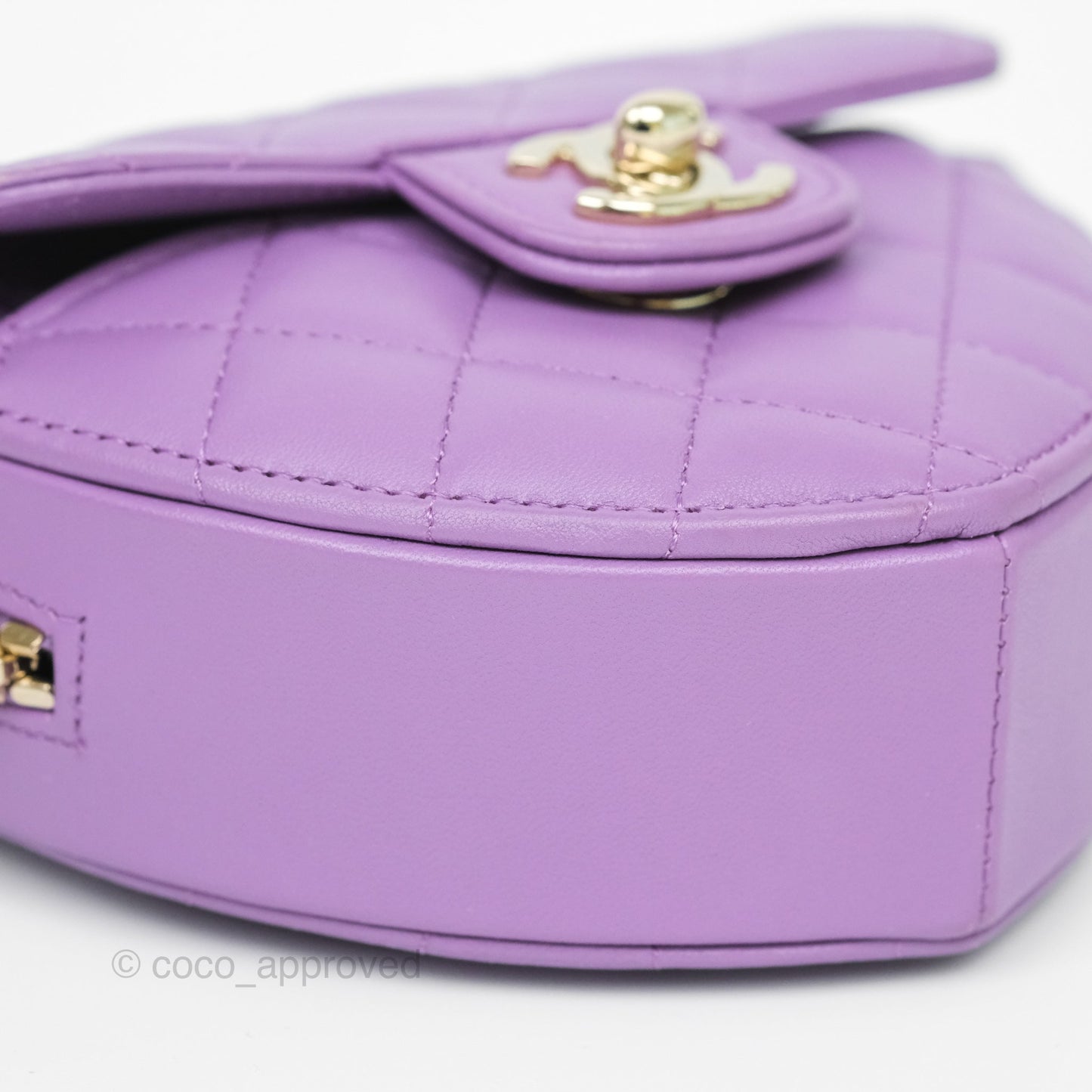Chanel Small Heart Bag Purple Lambskin Gold Hardware 22S