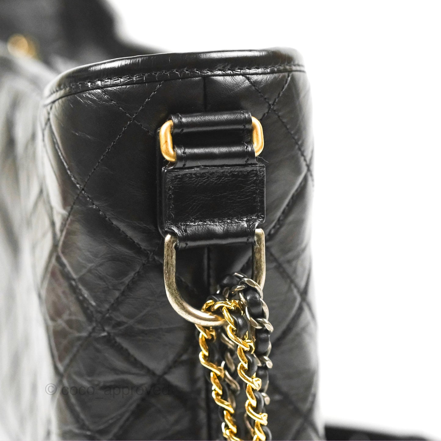 Chanel Medium Gabrielle Hobo Quilted Black Aged Calfskin Mixed Hardware