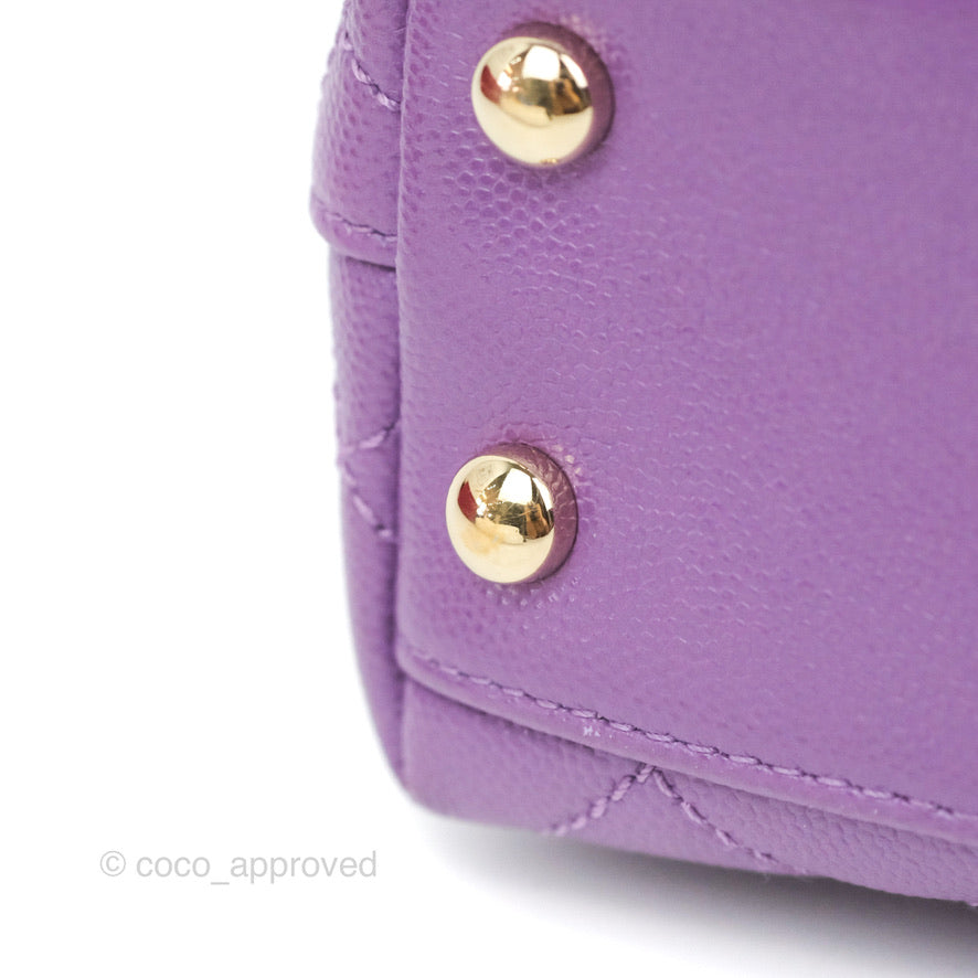 Chanel Mini Coco Handle Quilted Purple Caviar Gold Hardware
