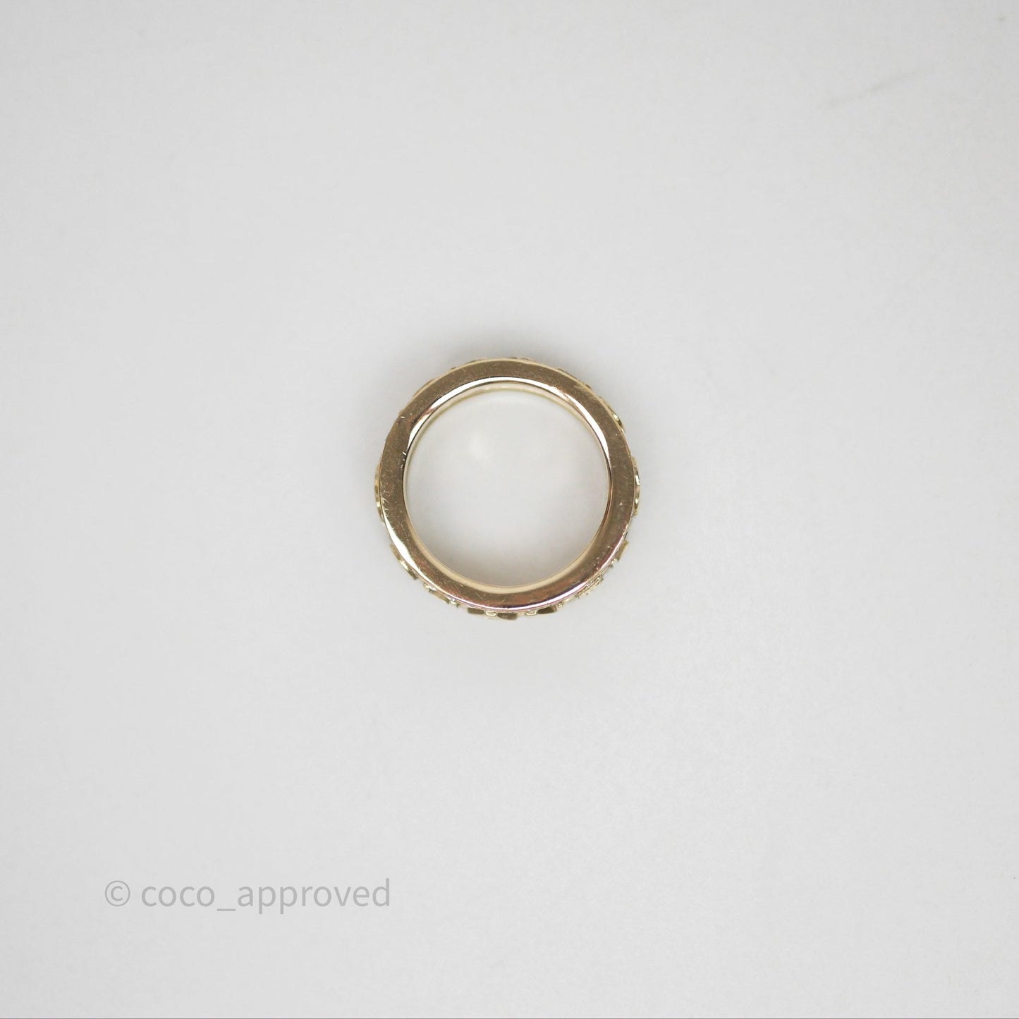 Chanel Crystal Logo Ring Gold Tone 20B