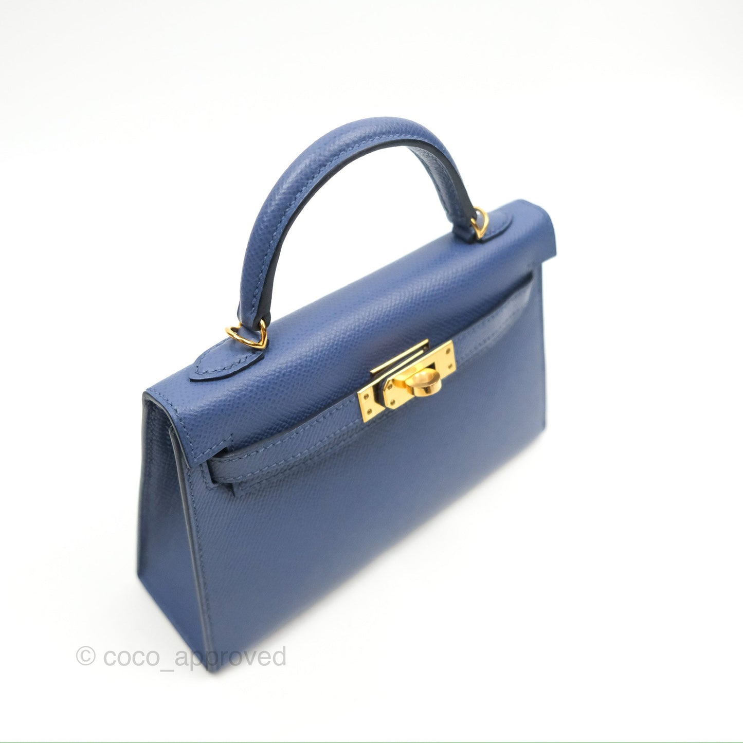 Hermès Mini Kelly II Bleu Brighton Epsom Gold Hardware