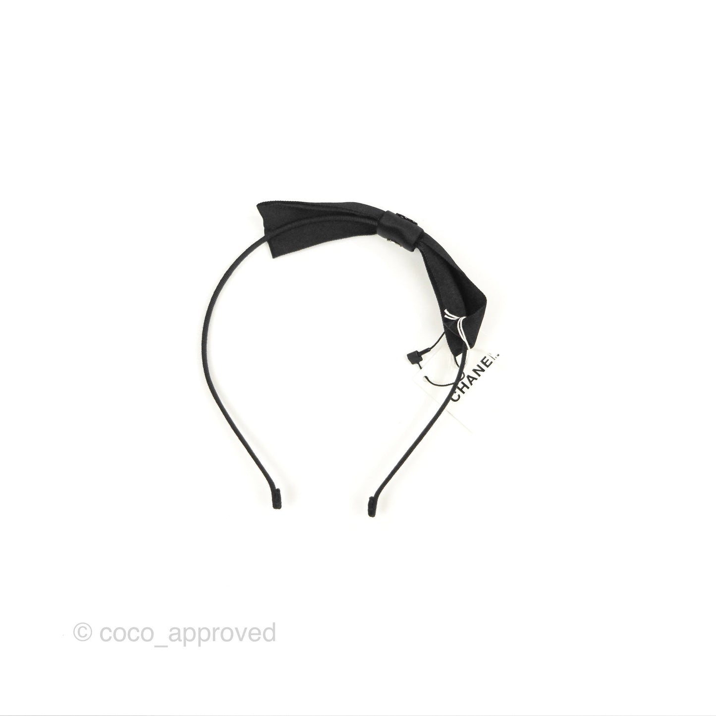 Chanel CC Silk Ribbon Bow Hair Band Black 23P