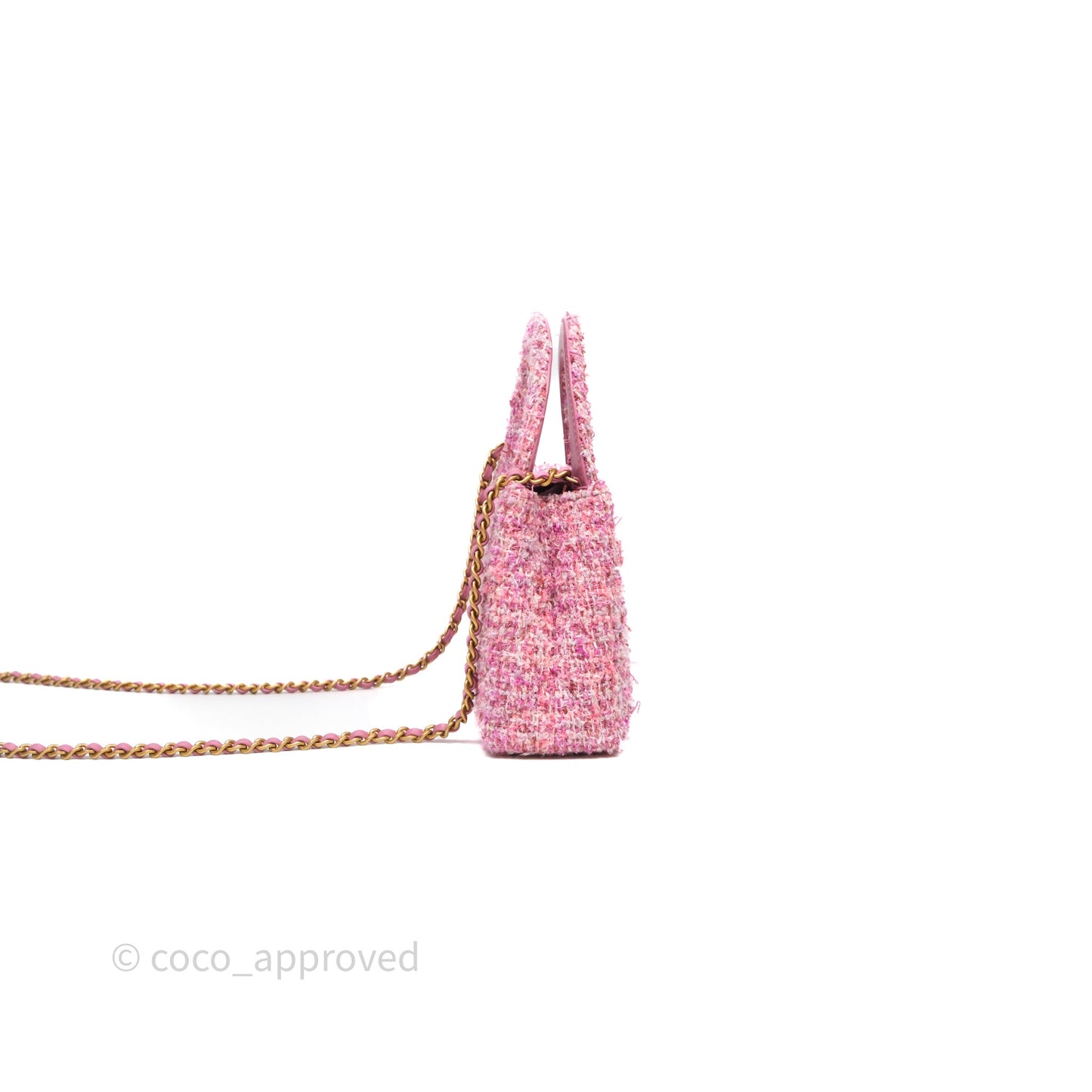 Chanel Kelly Bag Pink Tweed Aged Gold Hardware