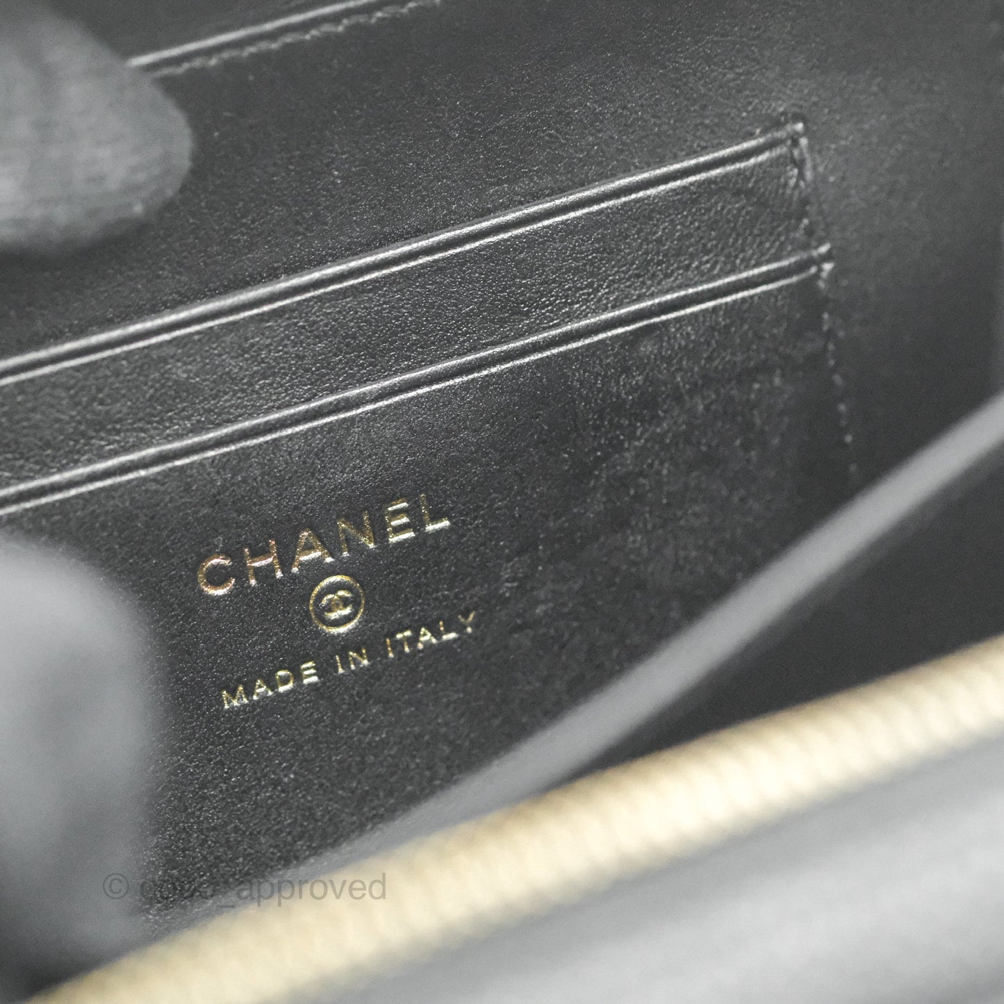 Chanel CC Filigree Vanity Clutch With Chain Caviar Black Aged Gold Hardware
