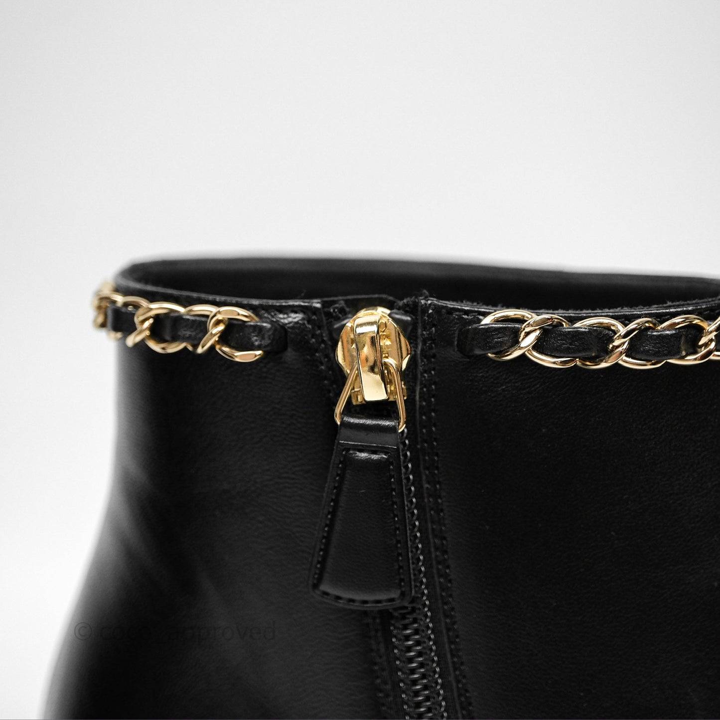 Chanel Cap Toe Chain Ankle Boots Lambskin Size 36.5