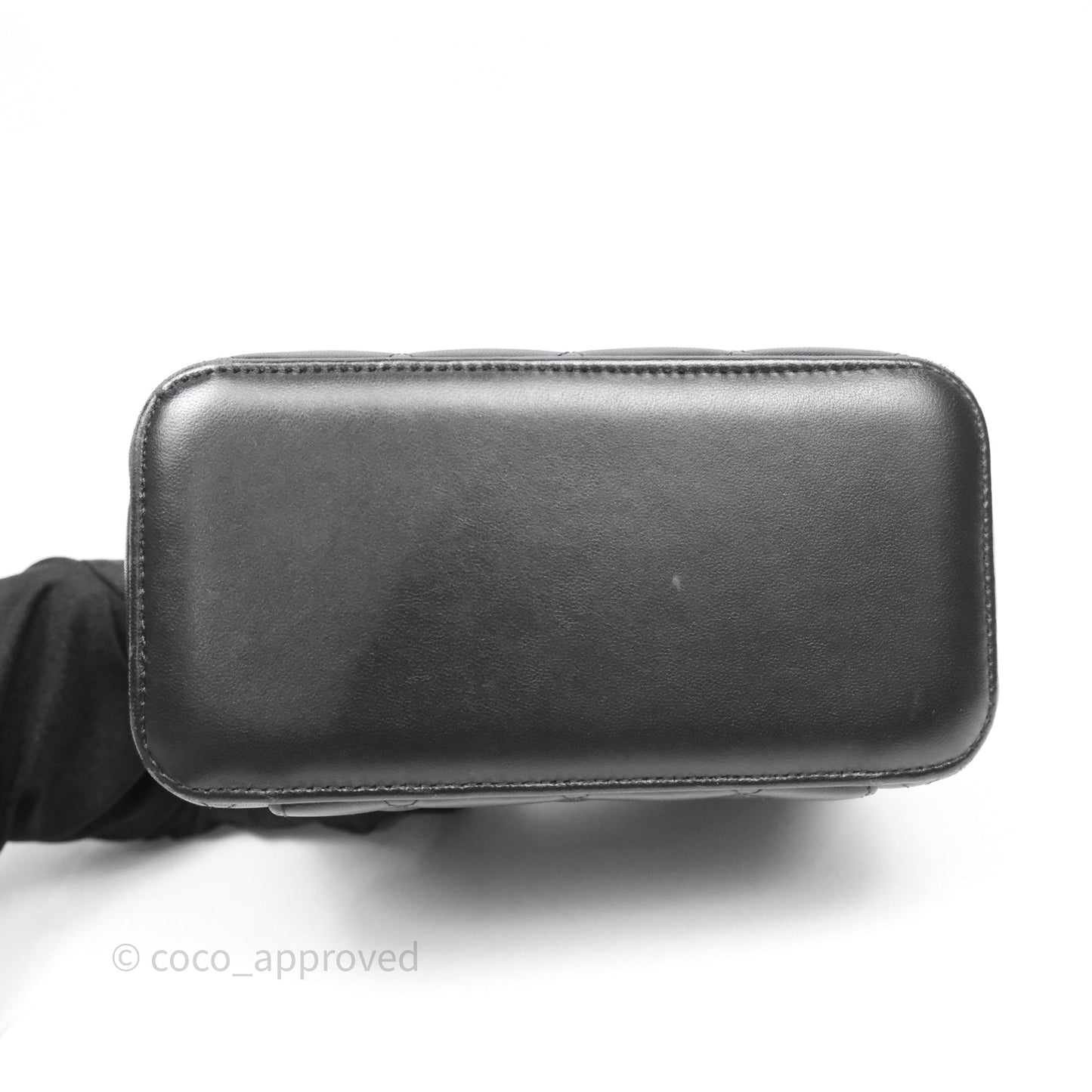Chanel Vanity Rectangular Top Handle Black Lambskin Gold Hardware