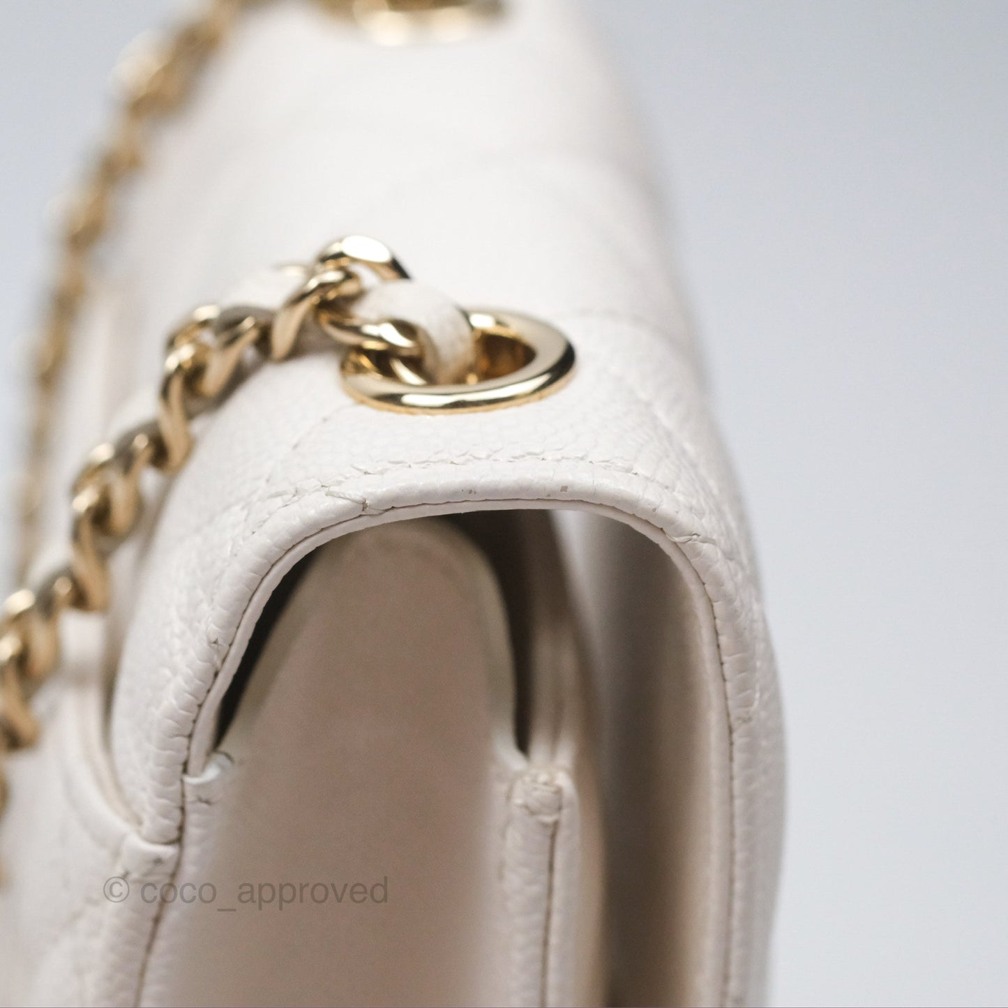 Chanel Classic Quilted Phone Holder White Caviar Gold Hardware
