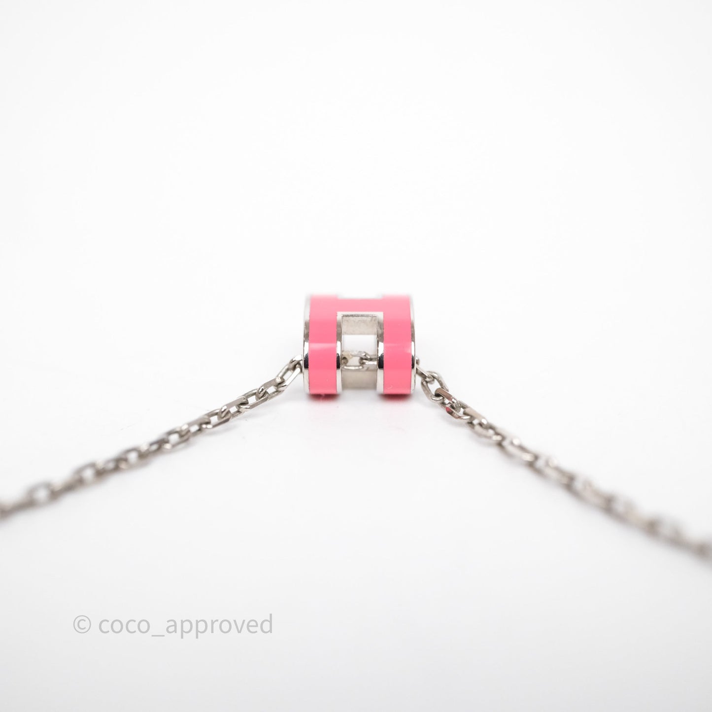 Hermès Mini Pop H Pink Pendant Necklace Palladium Hardware