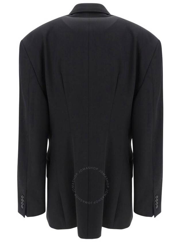 Luxury Balenciaga Cinched Double Breasted Wool Jacket Black