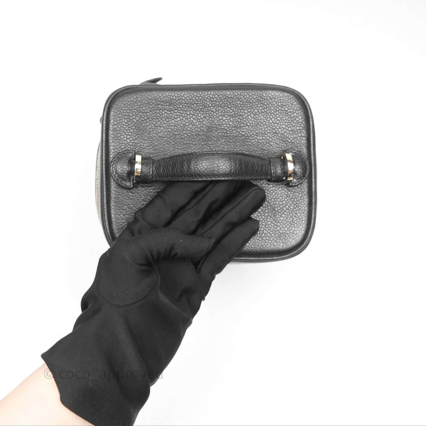 Chanel Vintage Vanity Case Black Caviar Gold Hardware