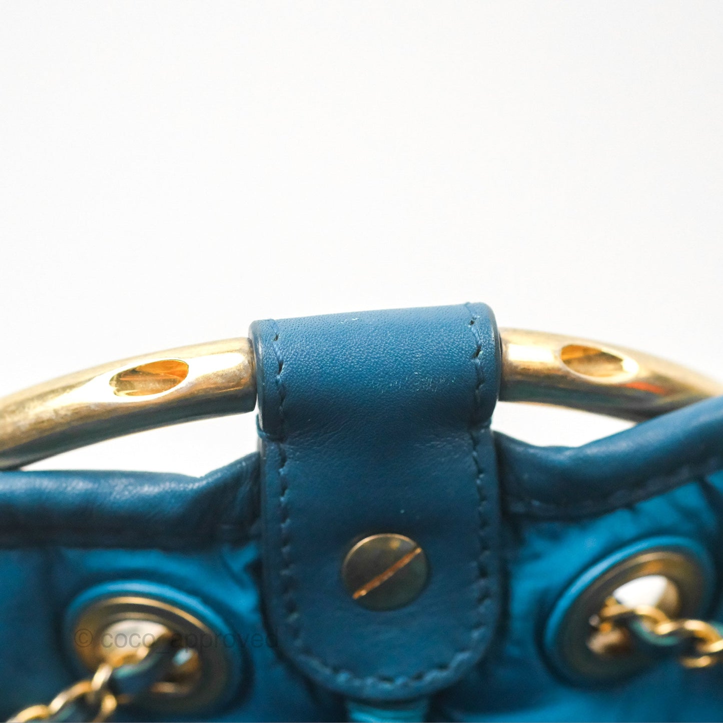 Chanel Cuba Chesterfield Tweed Drawstring Bucket Bag Blue Aged Gold Hardware 17C