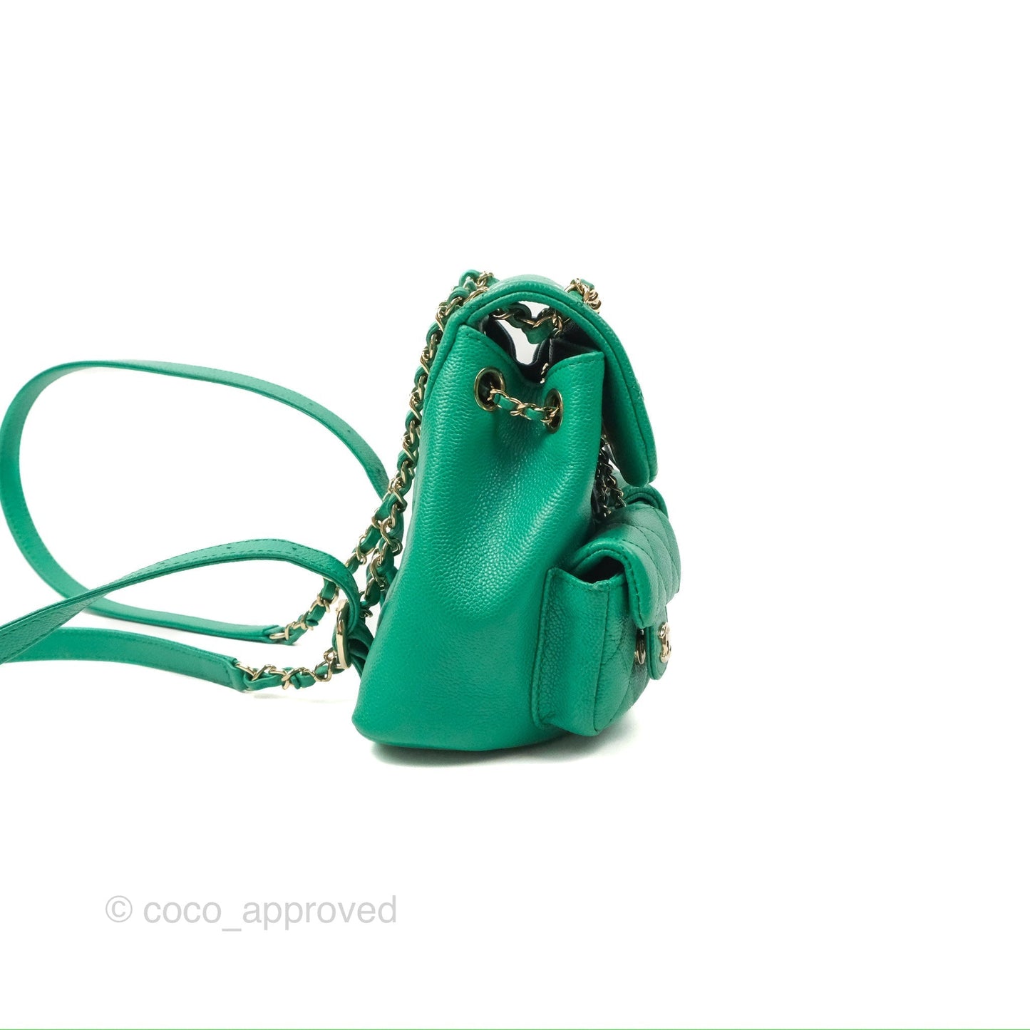 Chanel Duma Backpack Small Green Caviar Gold Hardware 23P