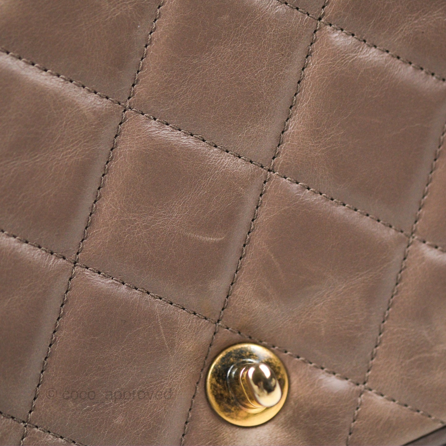 Chanel Gold Bar Single Flap Dark Grey Glazed Calfskin Gold Hardware