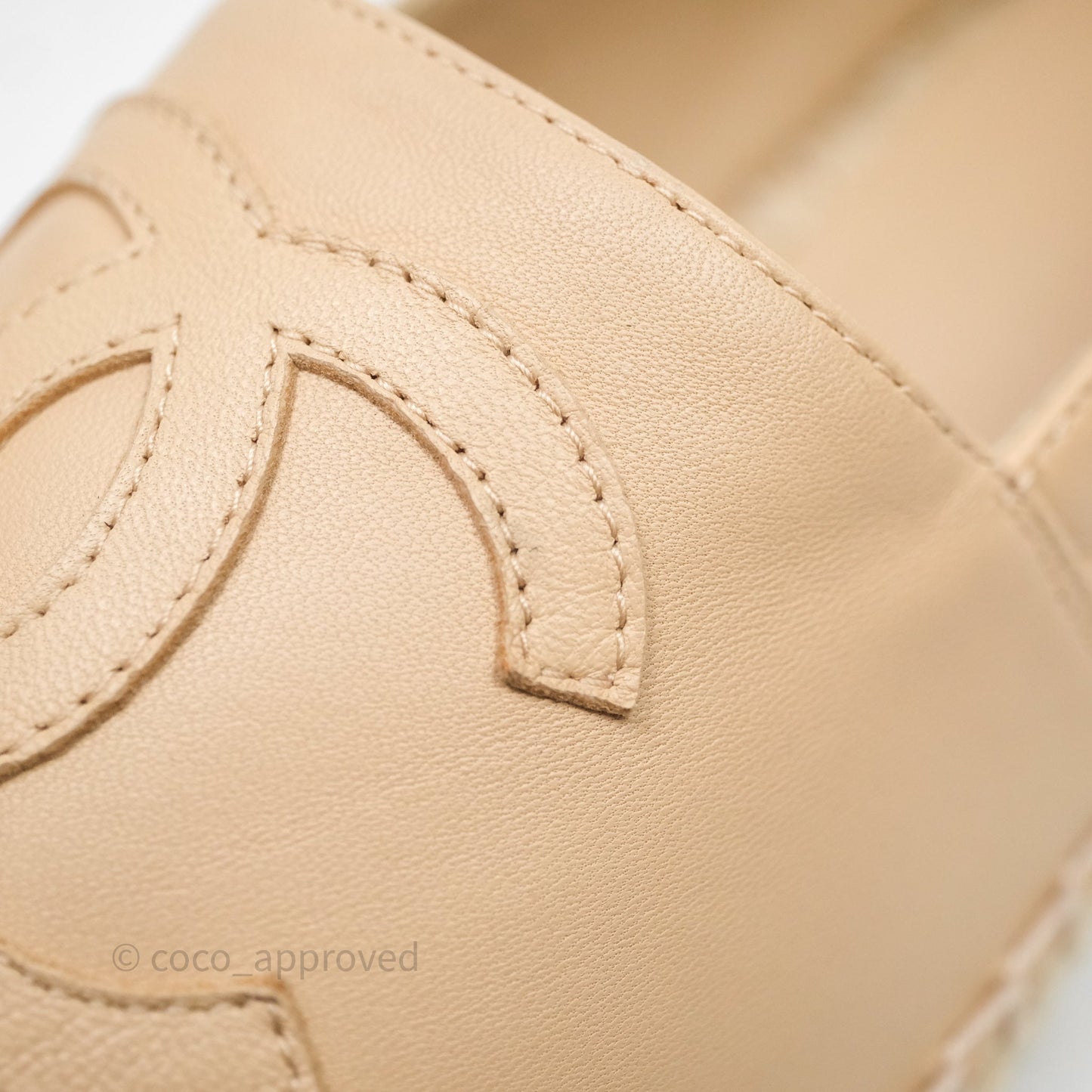 Chanel CC Espadrilles Beige Black Lambskin Size 36