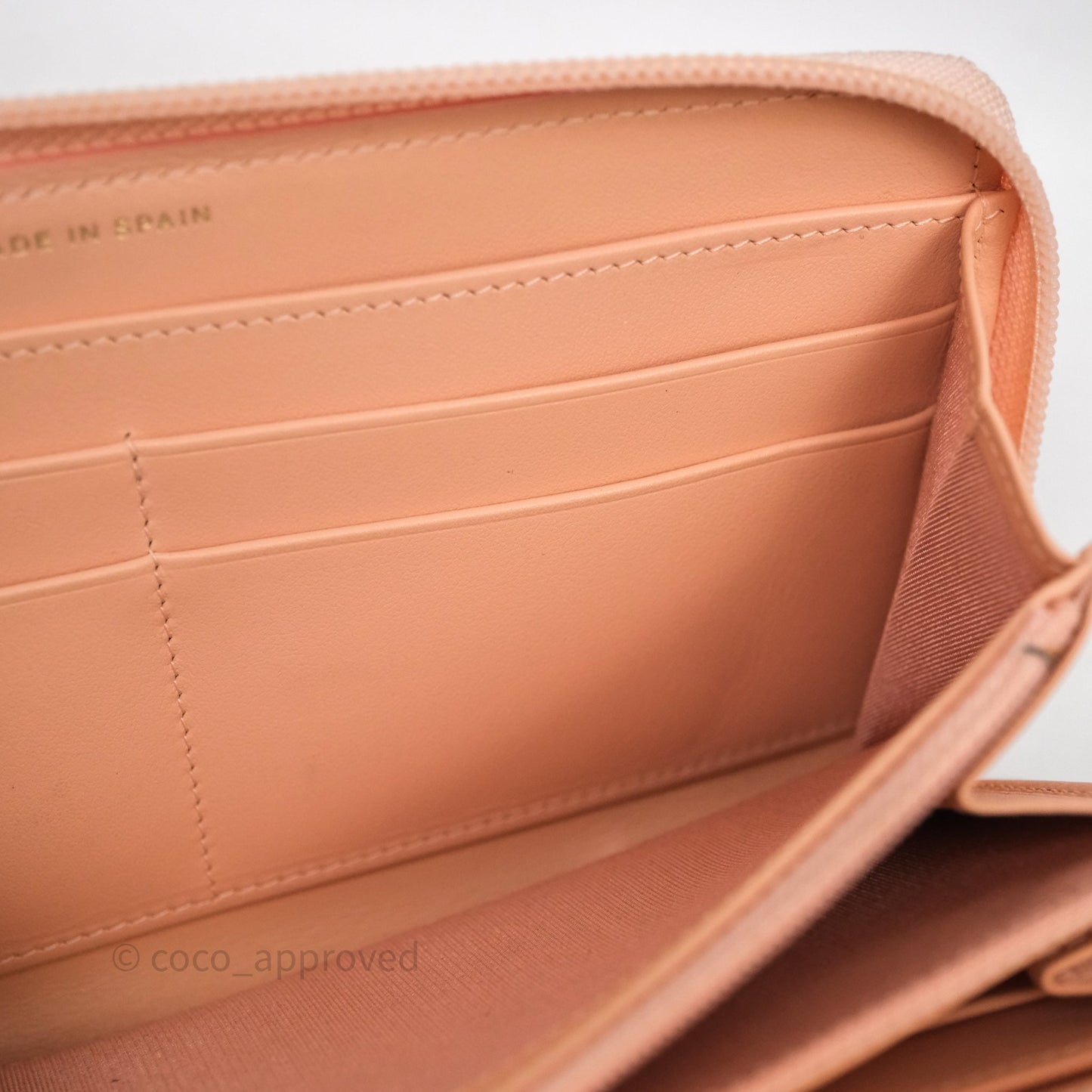 Chanel Boy Zip Long Wallet Pink Caviar Gold Hardware