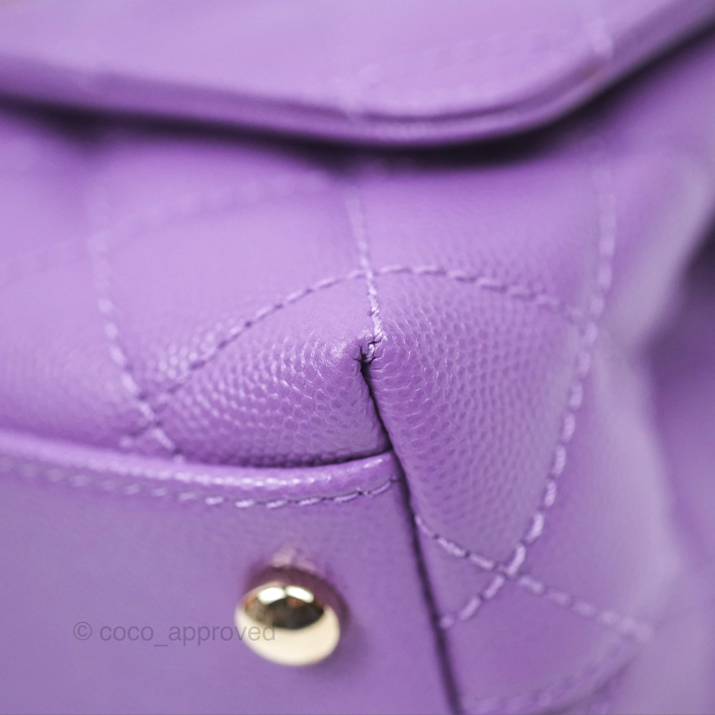 Chanel Quilted Mini Coco Handle Caviar Purple Gold Hardware