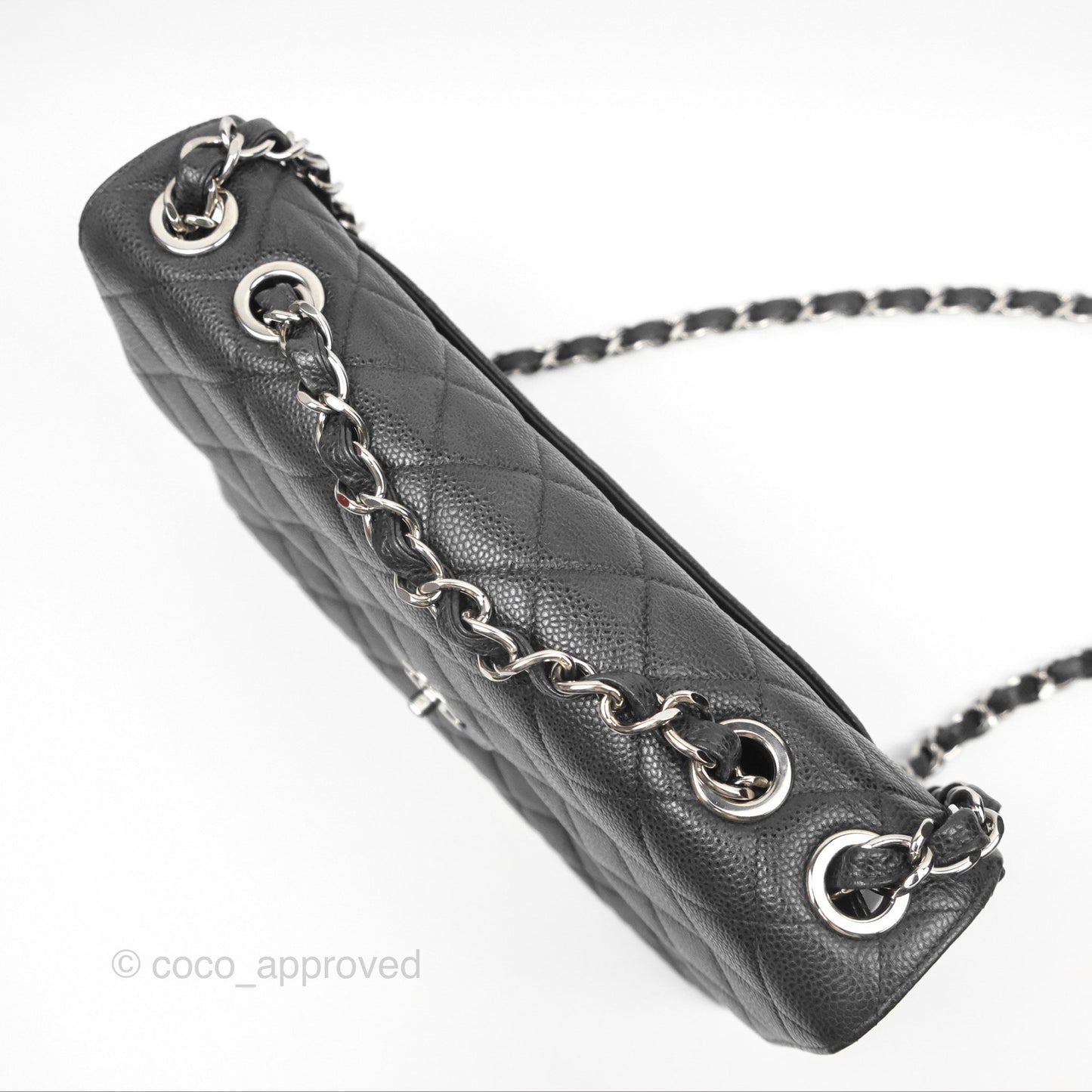 Chanel Classic Vintage Jumbo Single Flap Black Caviar Silver Hardware