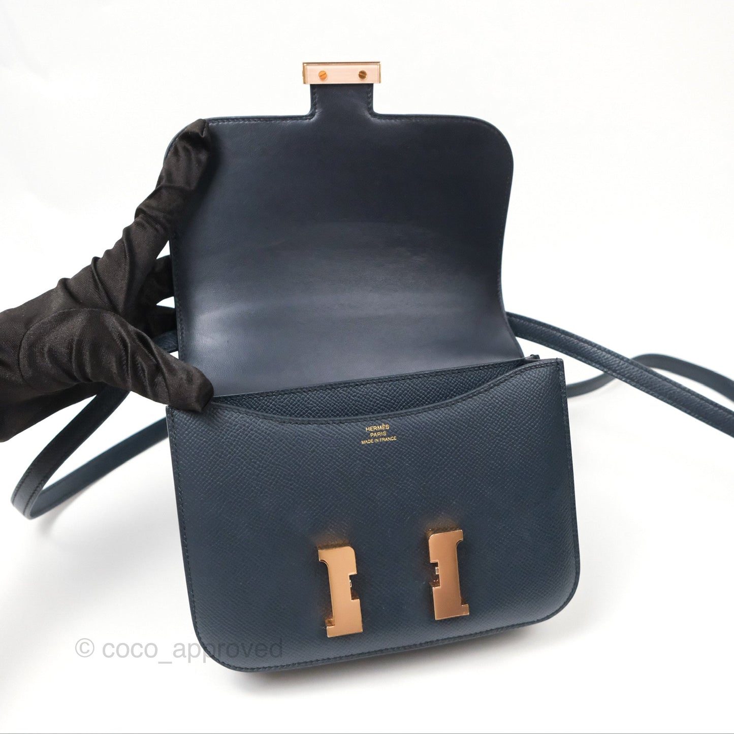 Hermès Constance Mini 18cm Bleu Nuit 2Z Epsom Rose Gold Hardware