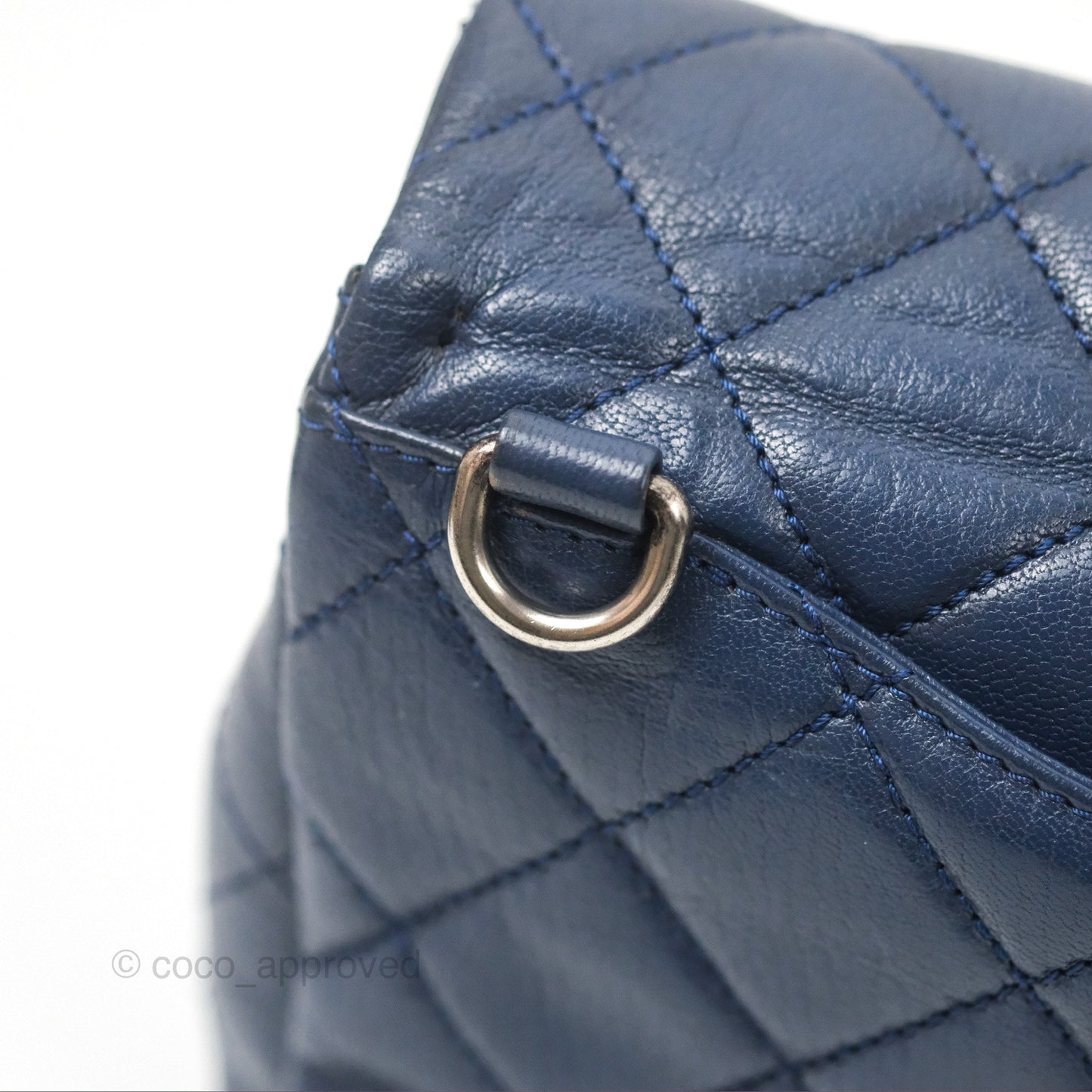 Chanel Quilted Small Double Carry Waist Chain Flap Dark Blue Shiny Goatskin