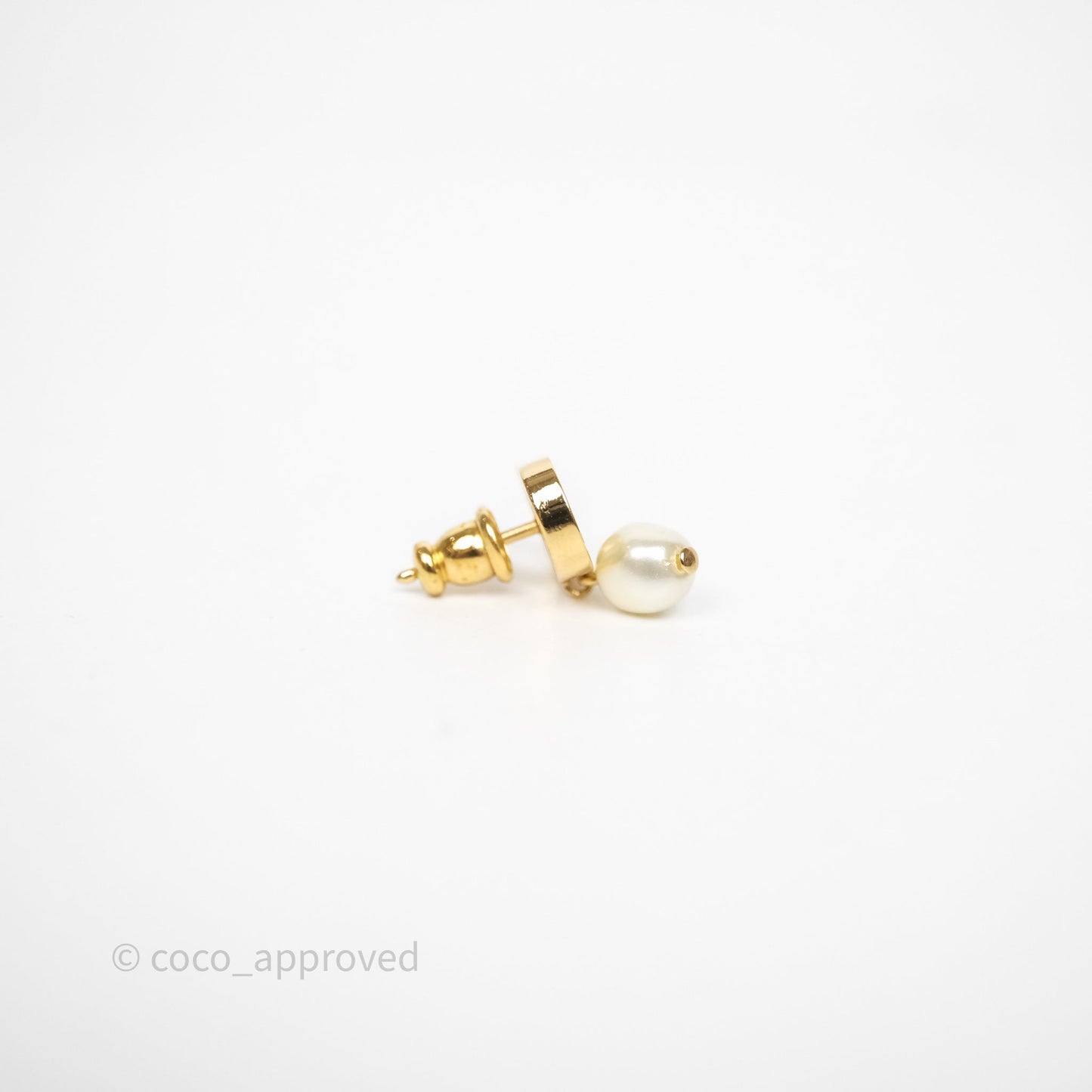 Christian Dior Petit CD Pearl Earrings Gold Tone