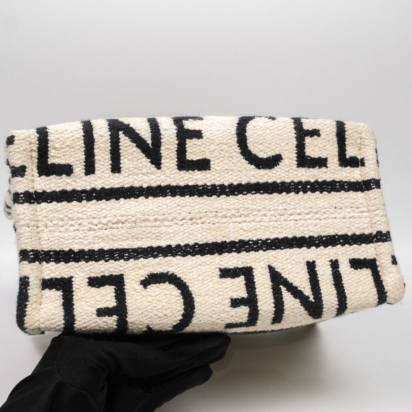 Celine Small Cabas Thais Textile with Celine All-Over White