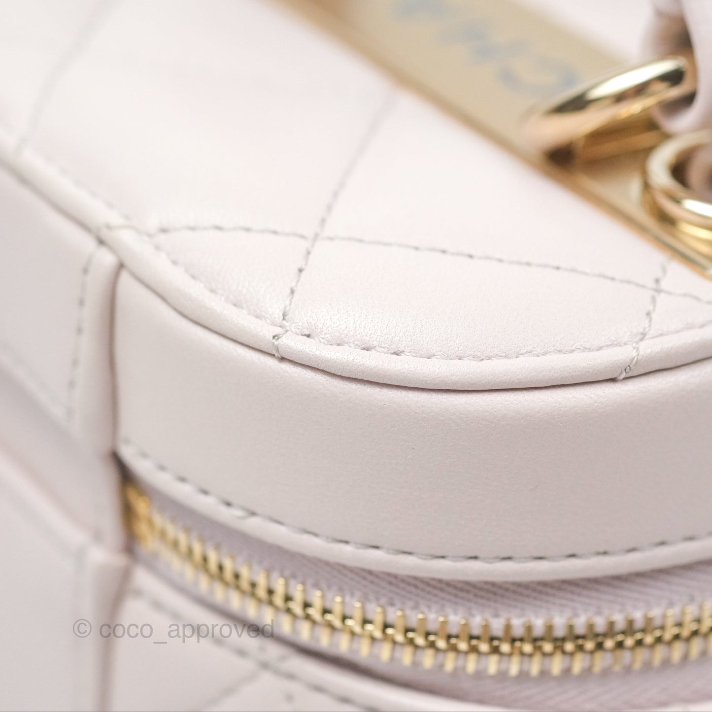 Chanel Small Quilted Top Handle Vanity Case Light Lilac Lambskin Gold Hardware