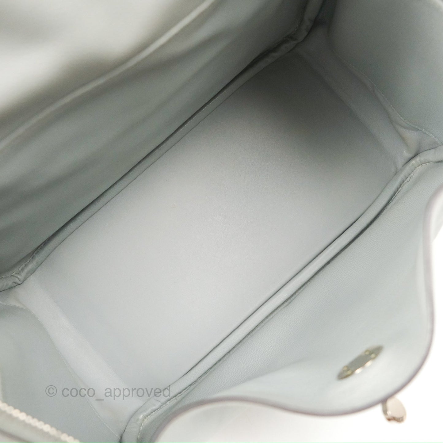 Hermès Lindy 30 Bleu Glacier Evercolor Palladium Hardware