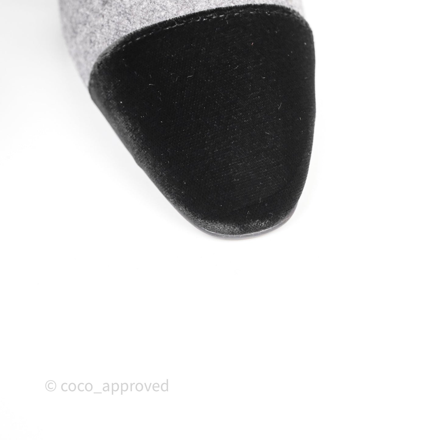 Chanel Slingbacks Heels Grey Felted/ Black Velvet Size 38