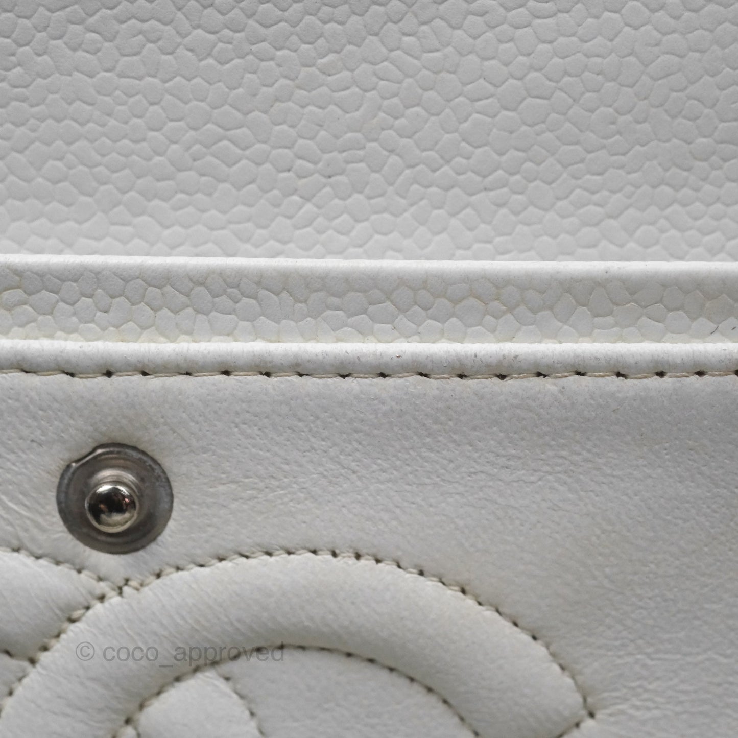 Chanel Classic M/L Medium Double Flap White Caviar Silver Hardware