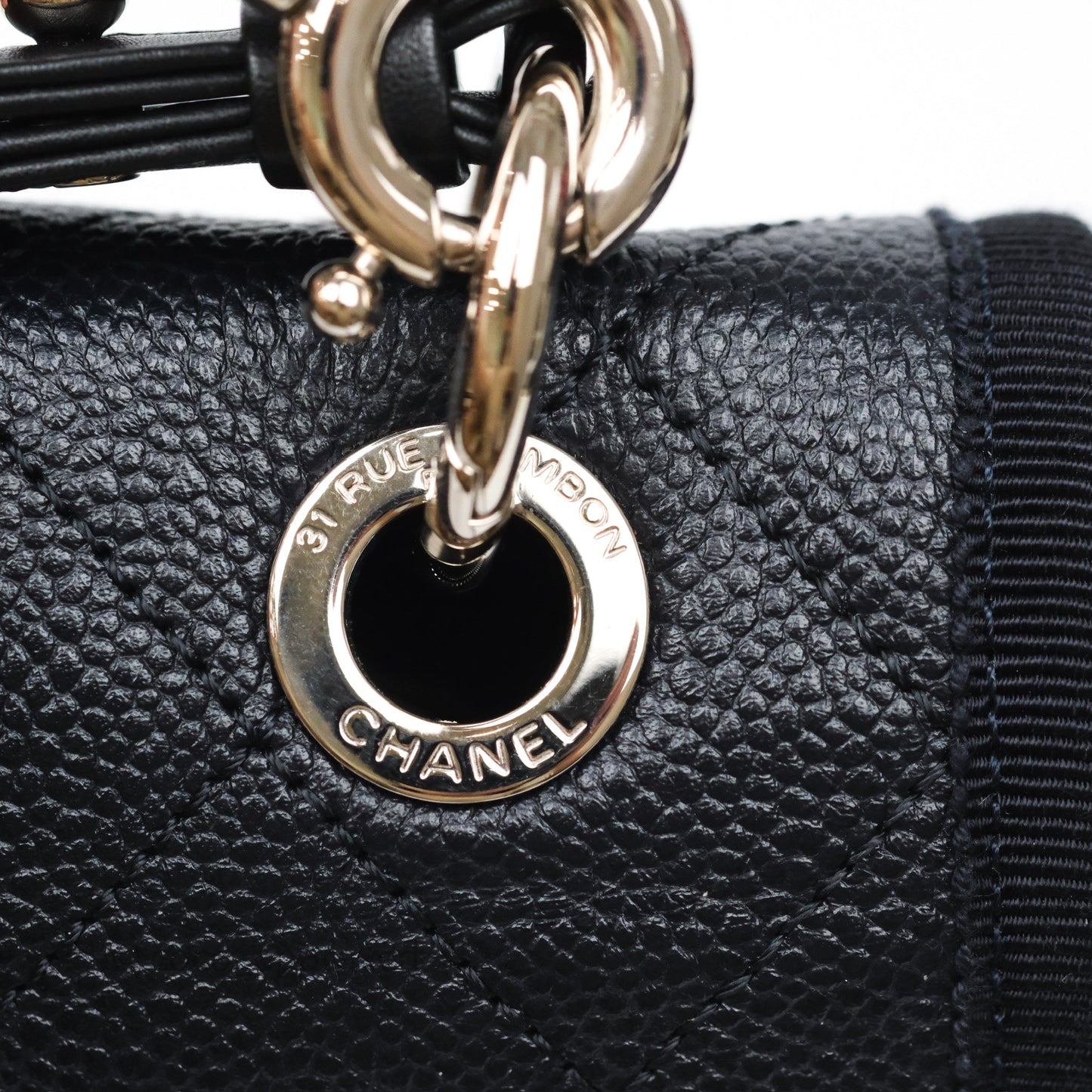 Chanel Top Handle Flap Bag Dark Navy Caviar Silver Hardware