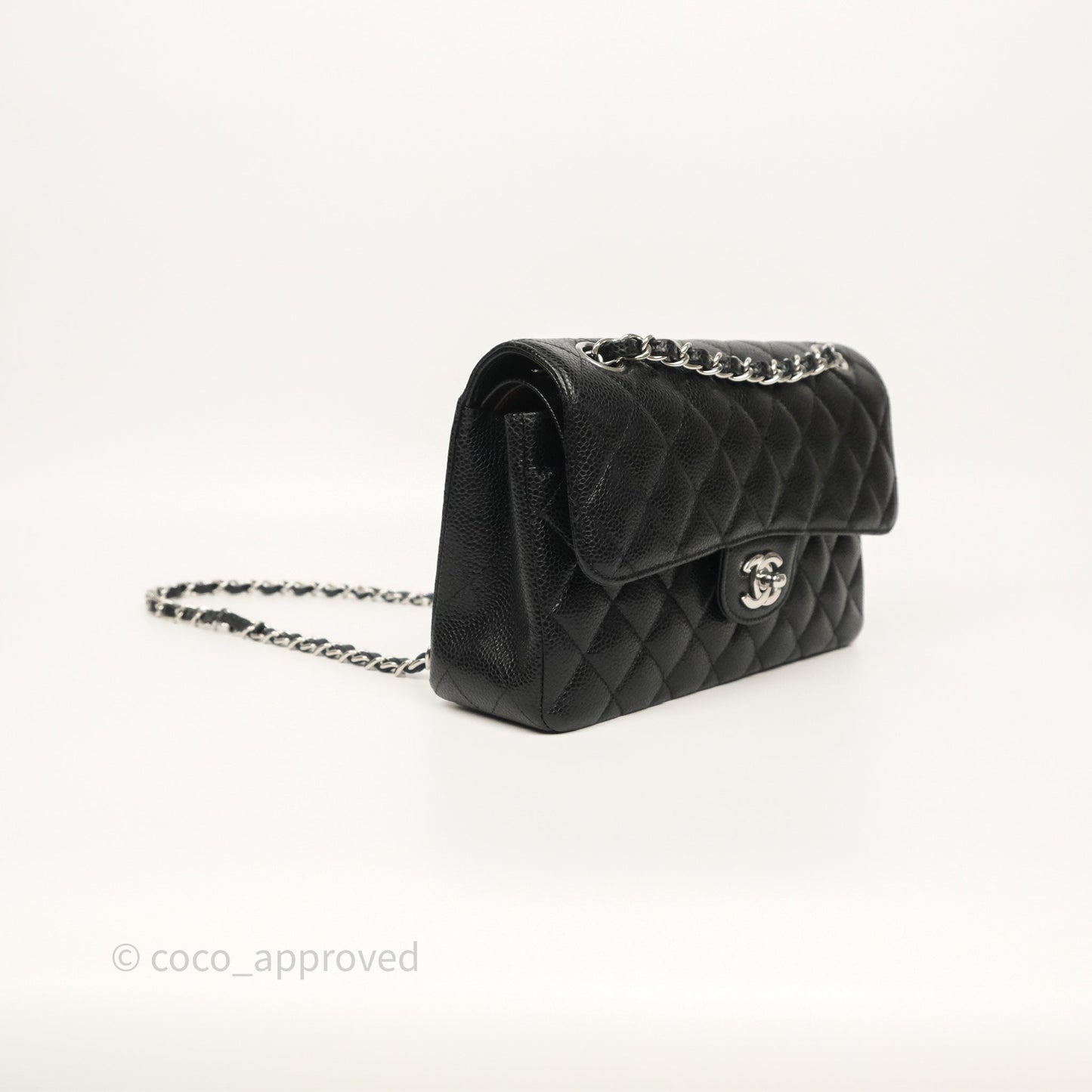 Chanel Small Classic Flap Quilted Black Caviar Silver Hardware