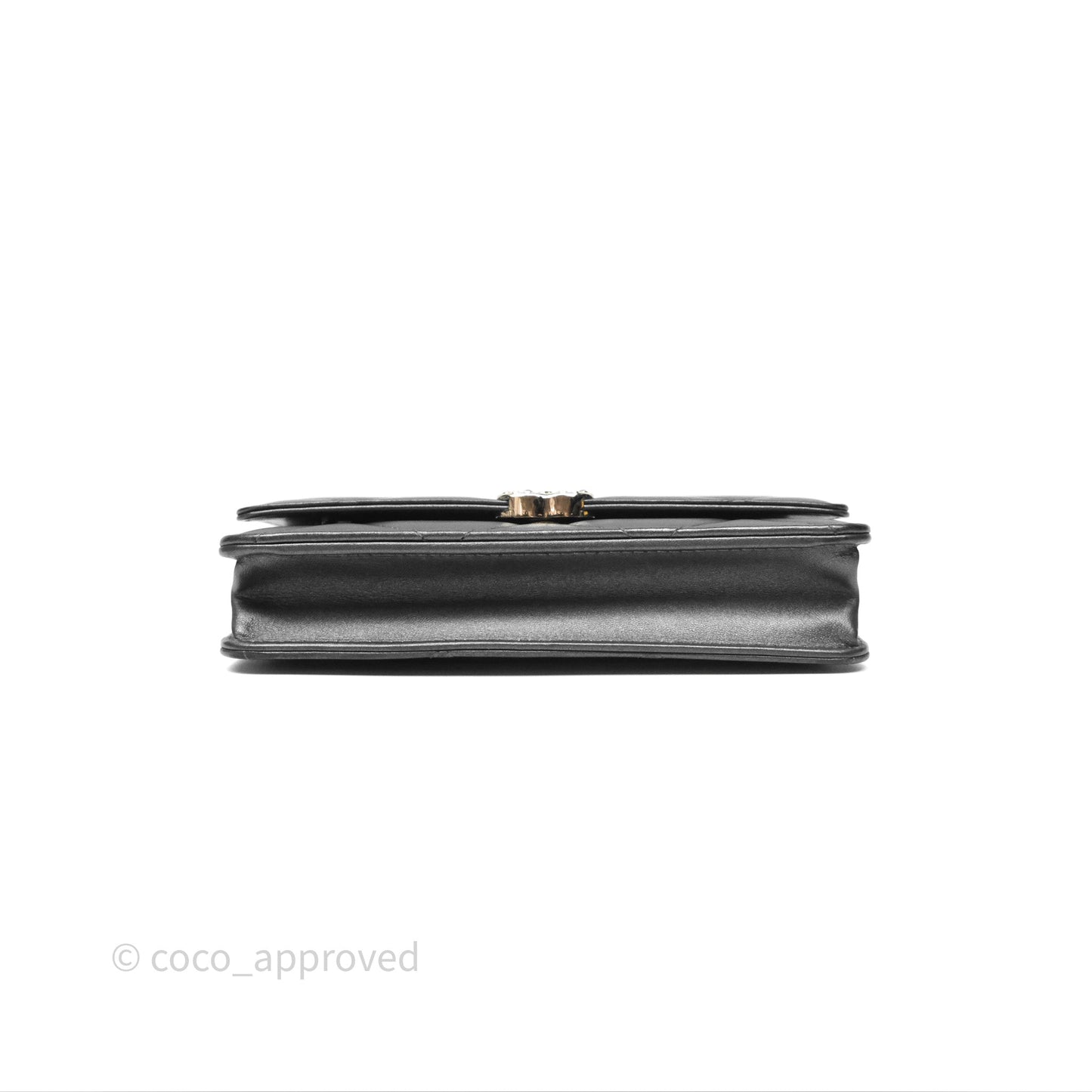 Chanel Wallet On Chain WOC Iridescent Dark Grey Lambskin Gold Hardware