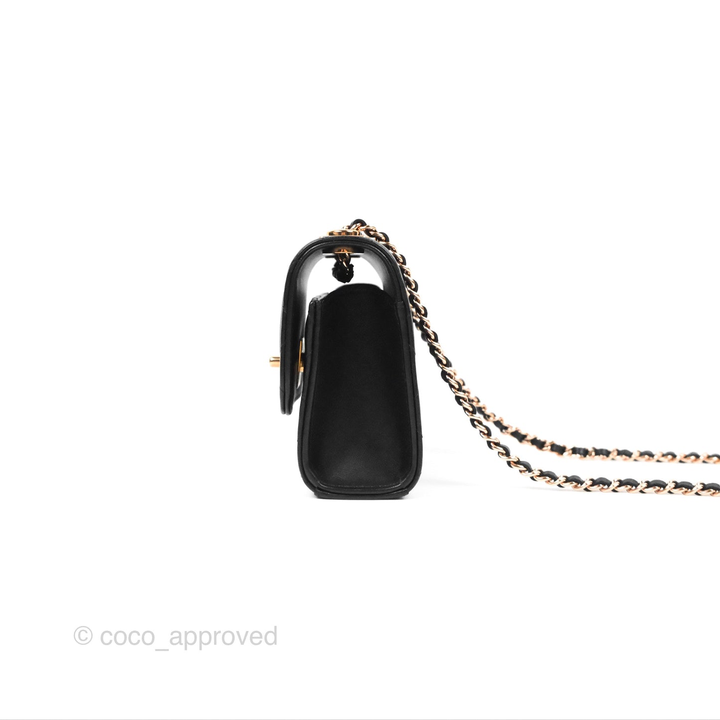 Chanel Mini Quilted Trendy CC Clutch With Chain Black Lambskin Rose Gold Hardware