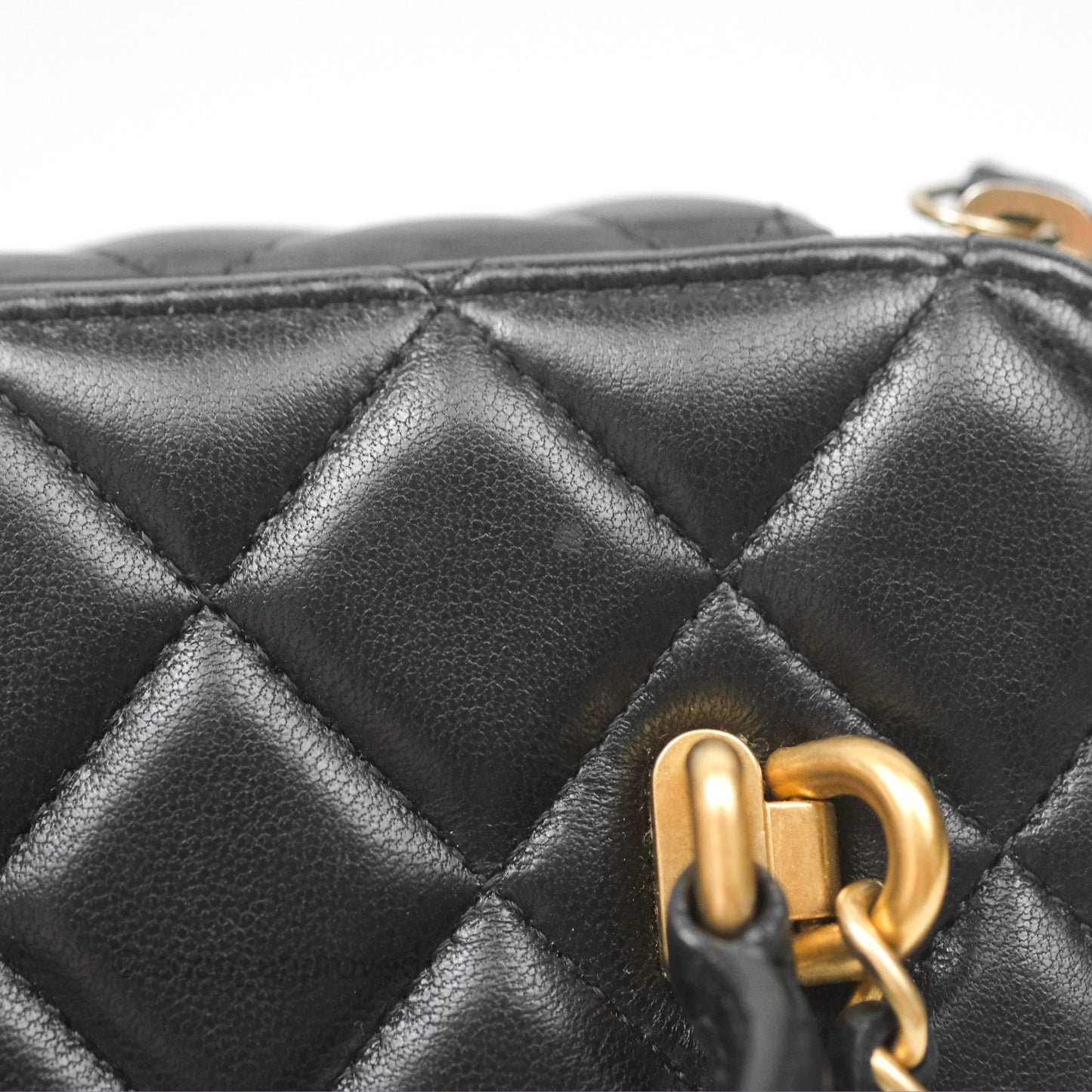 Chanel Vanity Rectangular Top Handle Black Lambskin Aged Gold Hardware