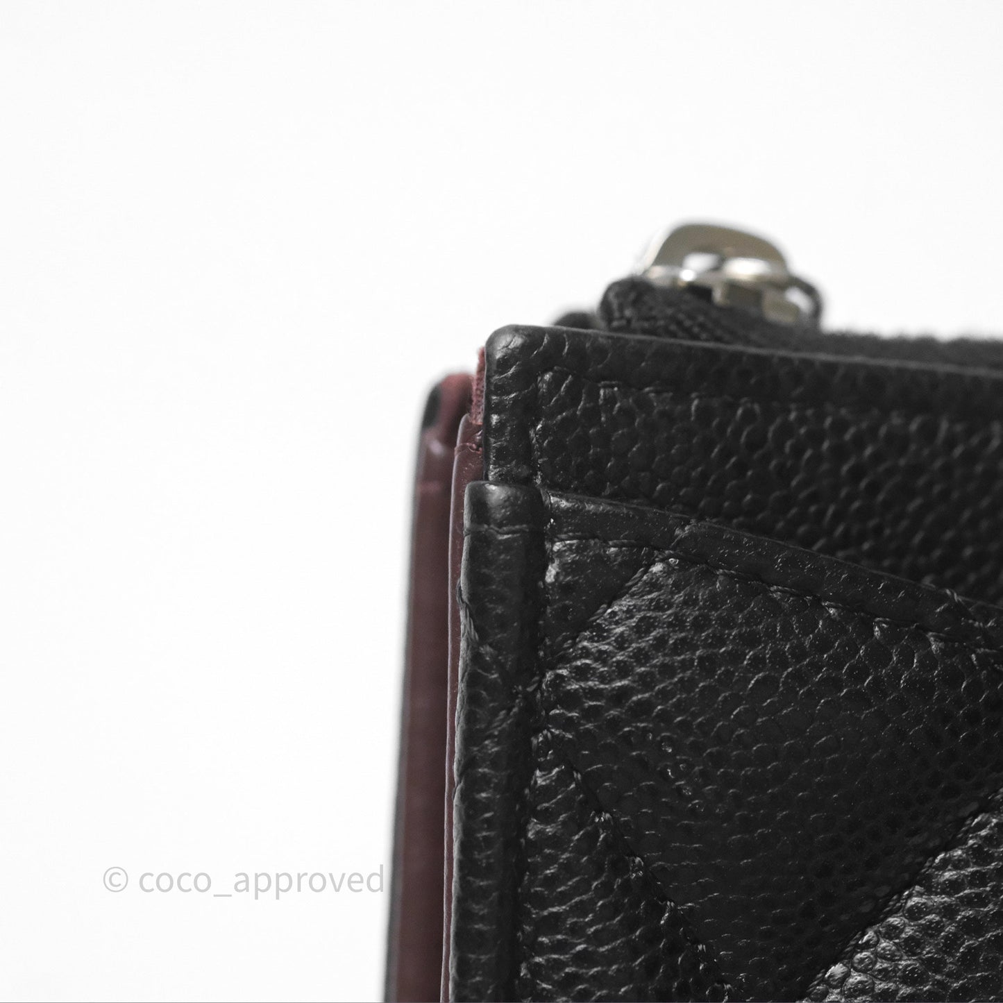 Chanel Quilted Zip Card Holder Black Caviar Silver Hardware