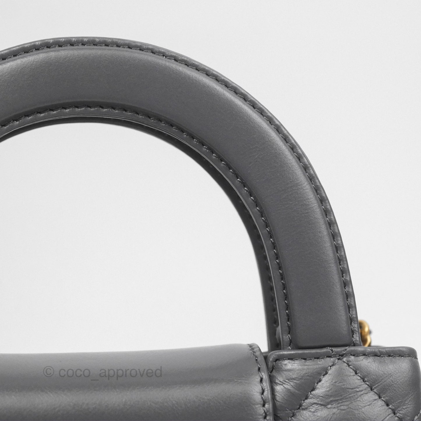 Chanel Kelly Bag Quilted Grey Shiny Calfskin Aged Gold Hardware