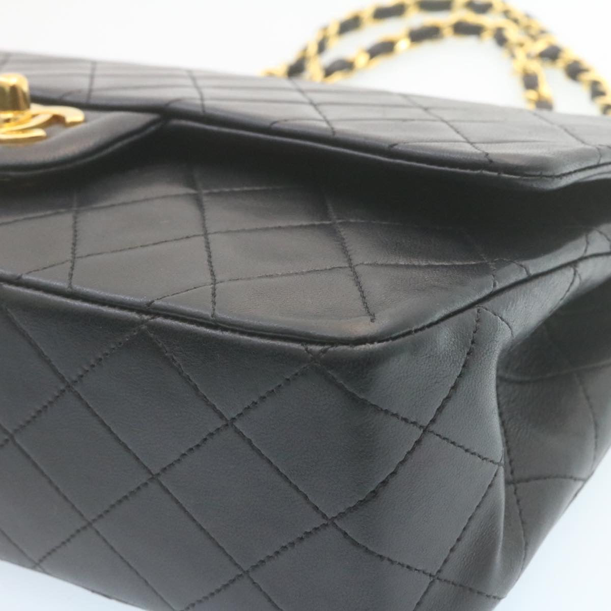 CHANEL Classic Matelasse 25 Chain Flap Shoulder Bag Lamb Skin Black  27848A