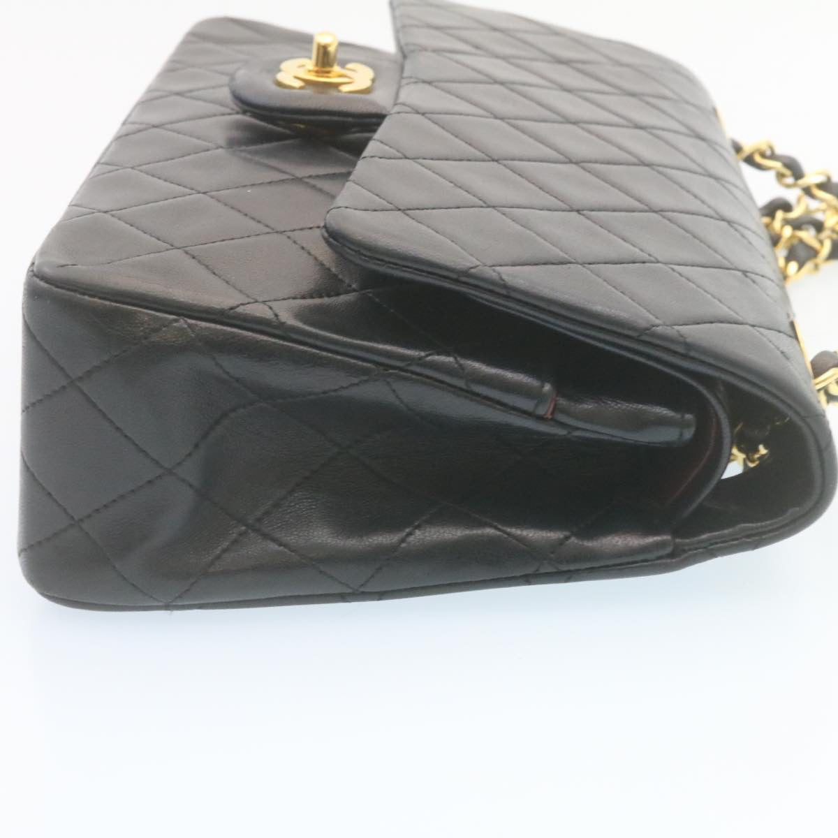 CHANEL Classic Matelasse 25 Chain Flap Shoulder Bag Lamb Skin Black  27848A