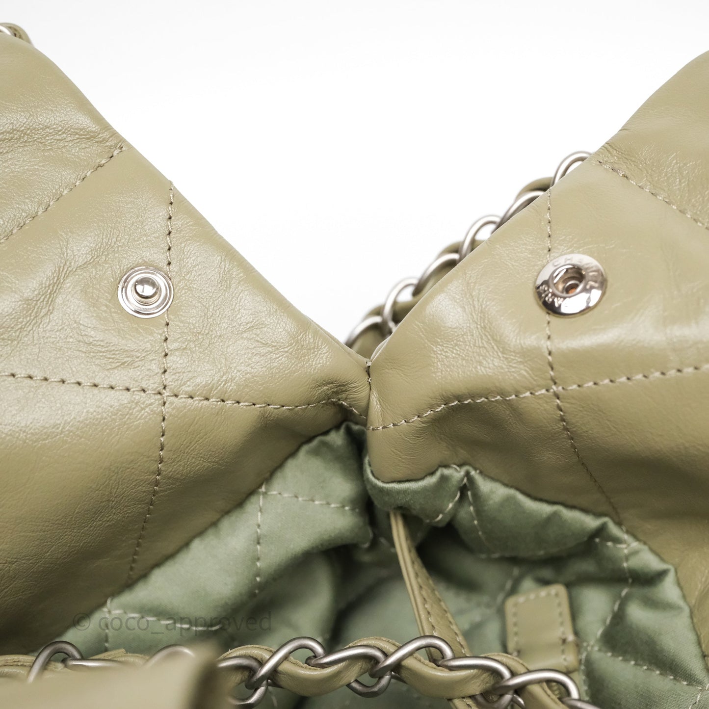 Chanel 22 Small Sage Green Shiny Calfskin Silver Hardware