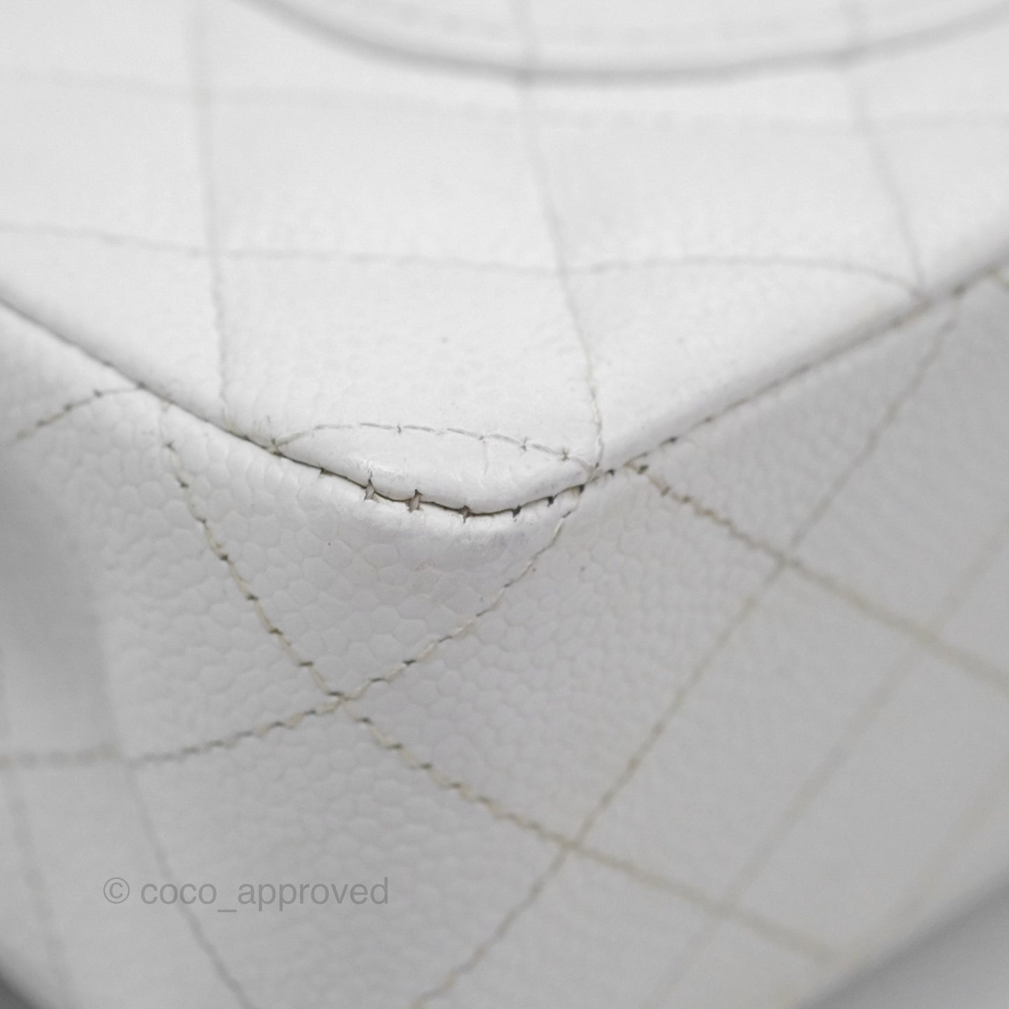 Chanel Classic M/L Medium Double Flap White Caviar Silver Hardware