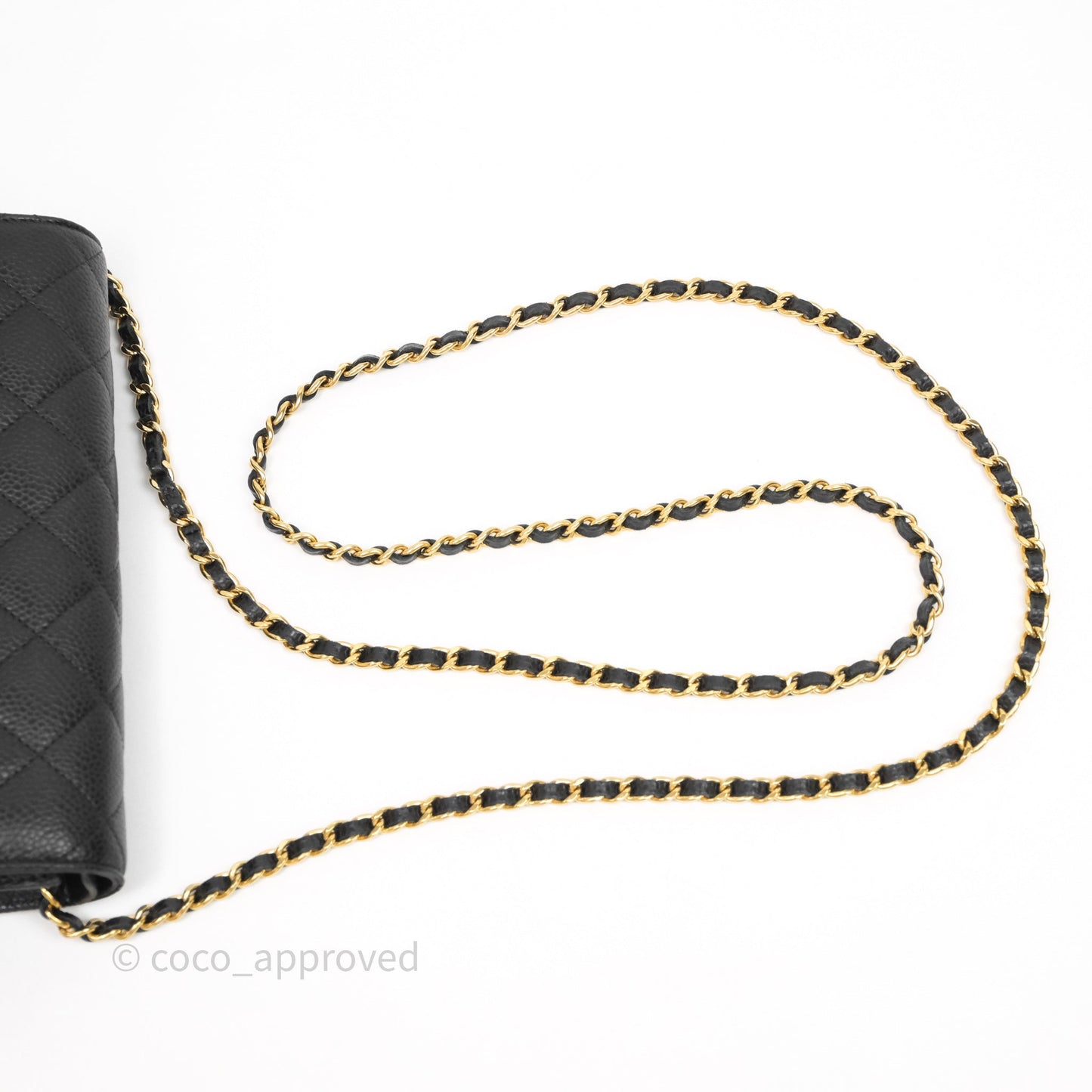 Chanel Classic Wallet On Chain WOC Quilted Black Caviar Gold Hardware