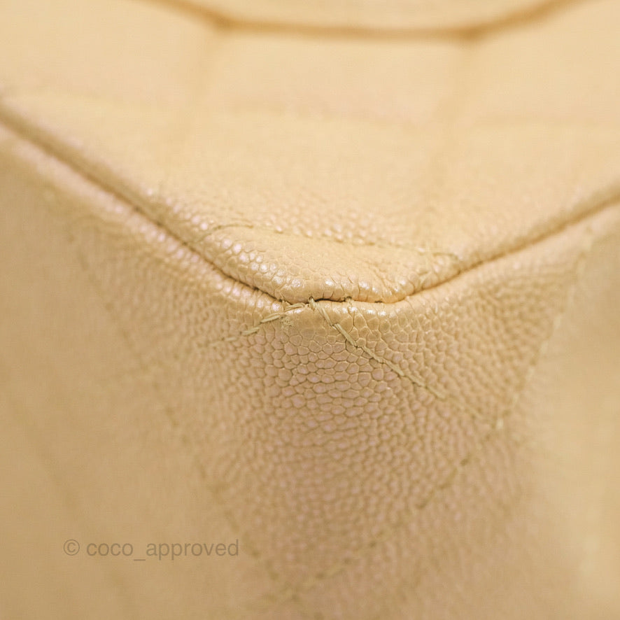 Chanel Classic Small S/M Flap Iridescent Beige Caviar Gold Hardware 19S