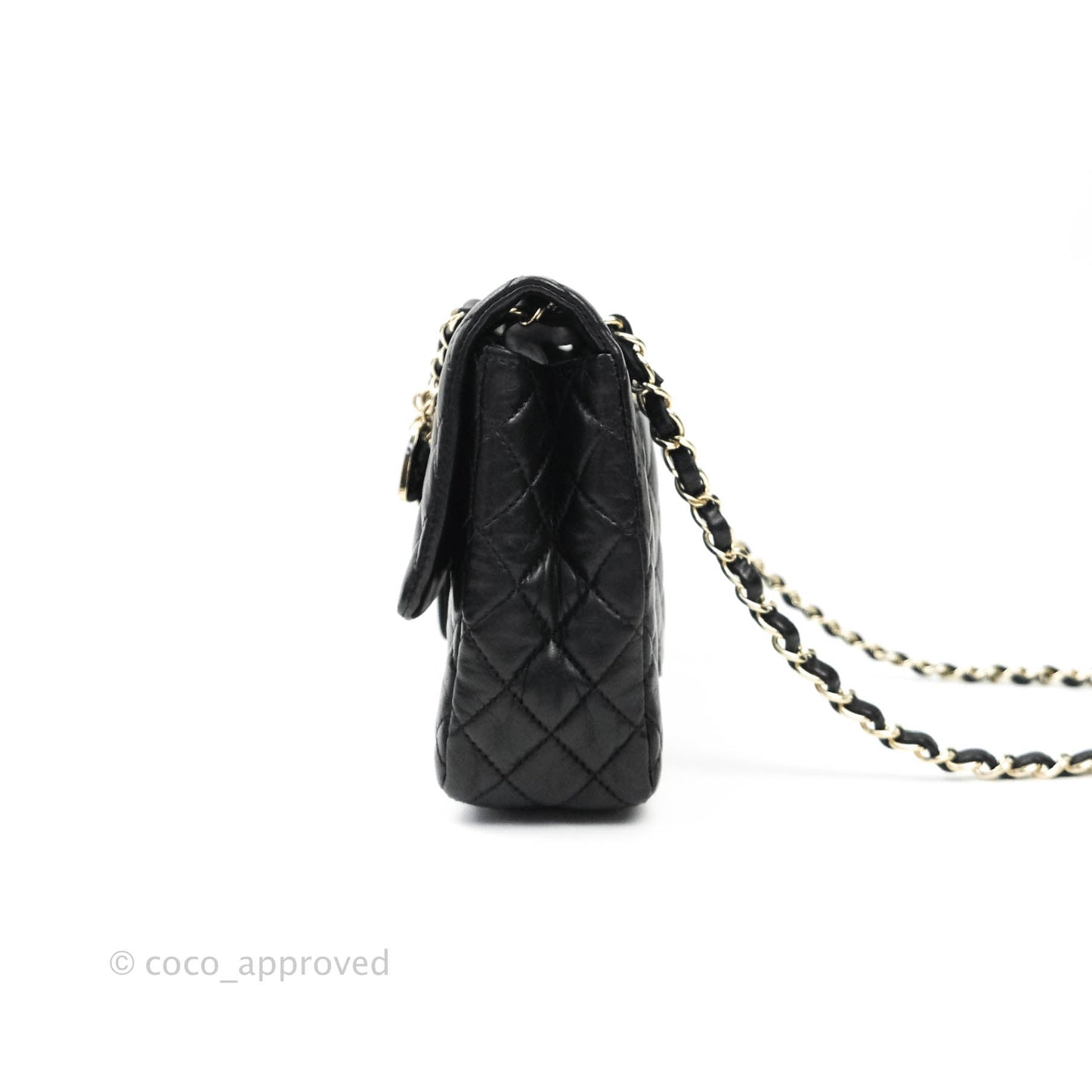 Chanel Classic M/L Medium Quilted Black Flap With Valentines Charms Lambskin Gold Hardware