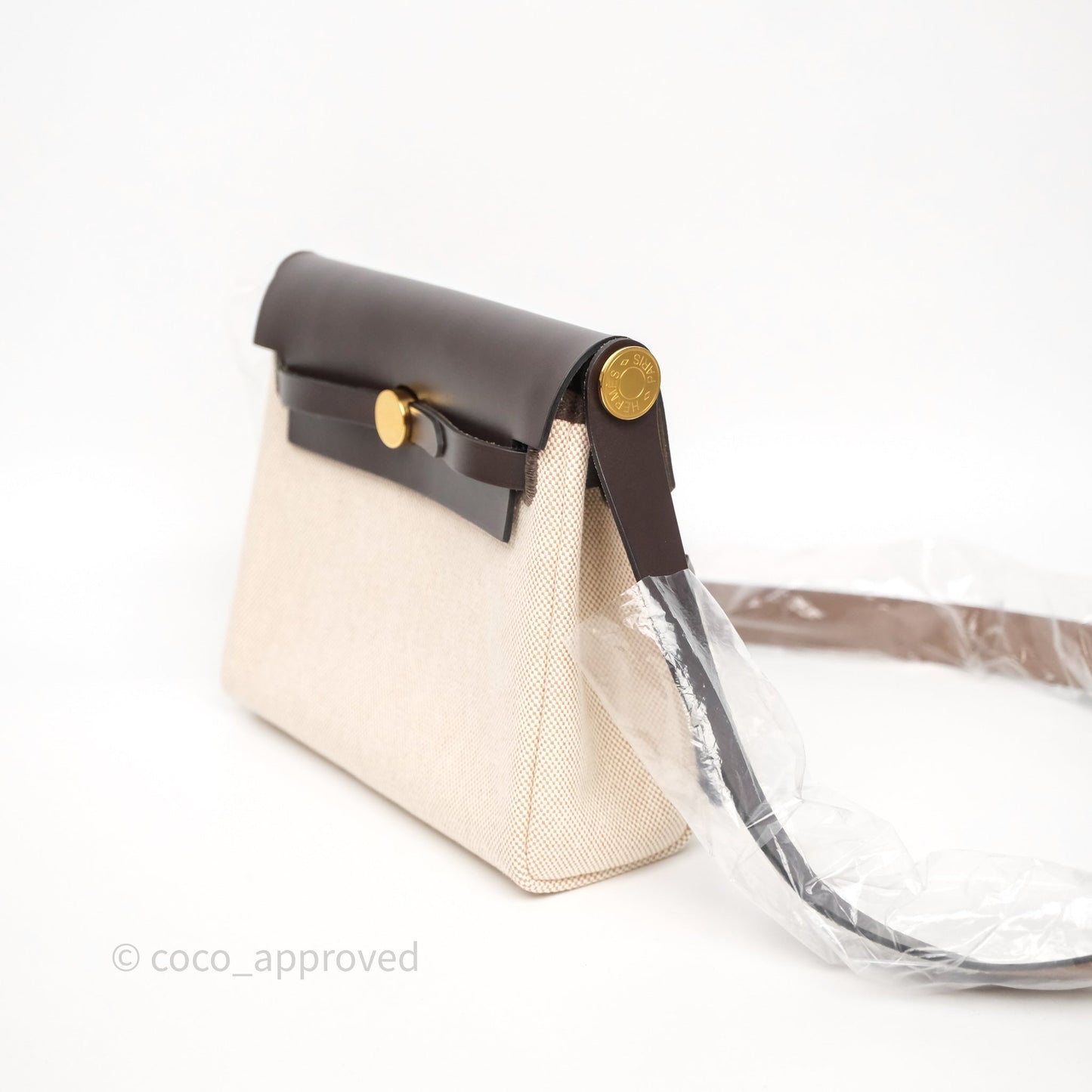 Hermès Herbag Zip 20 Mini Ecru Beige 14/ Ebene 46 Canvas Gold Hardware