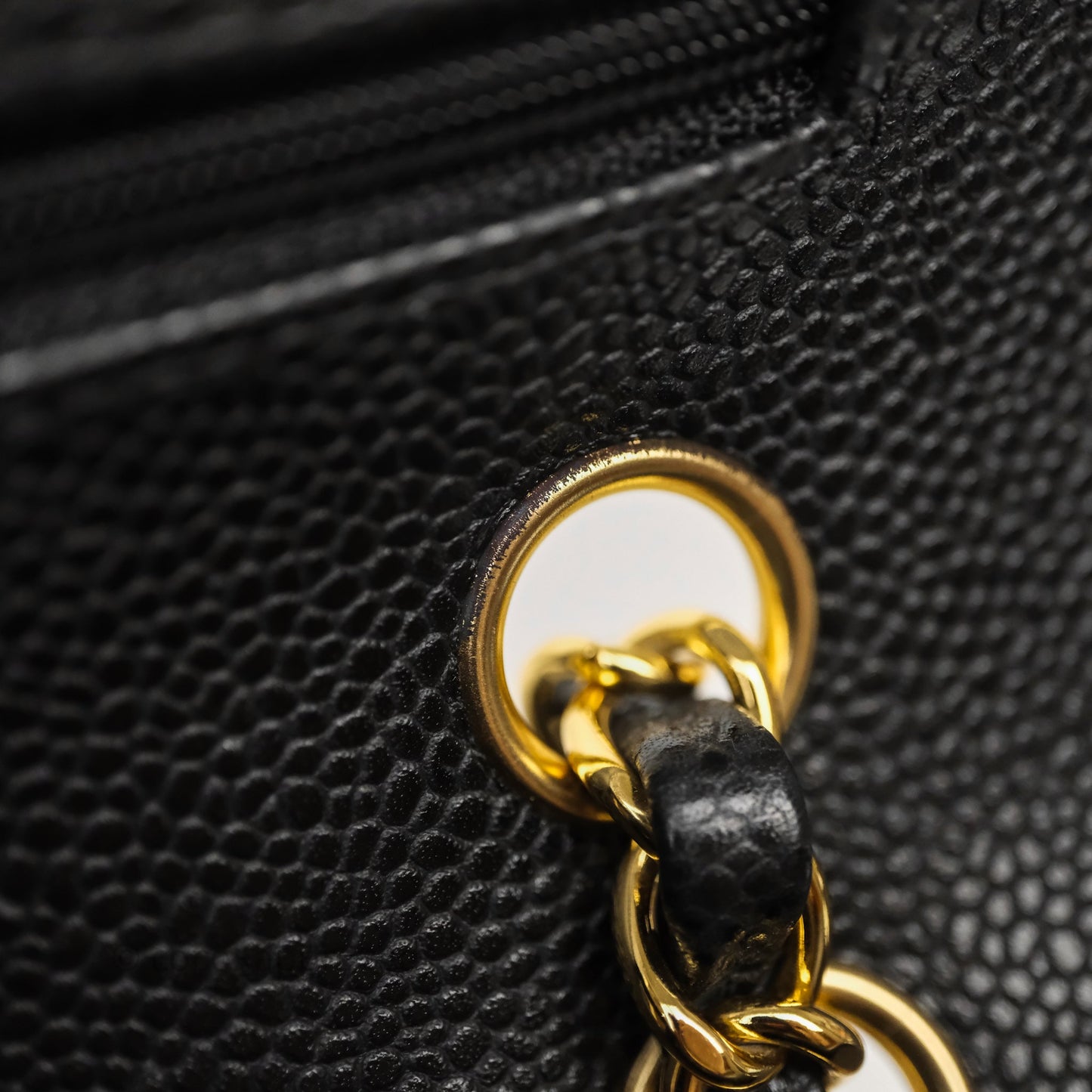Chanel Classic M/L Medium Flap Quilted Black Caviar Gold Hardware