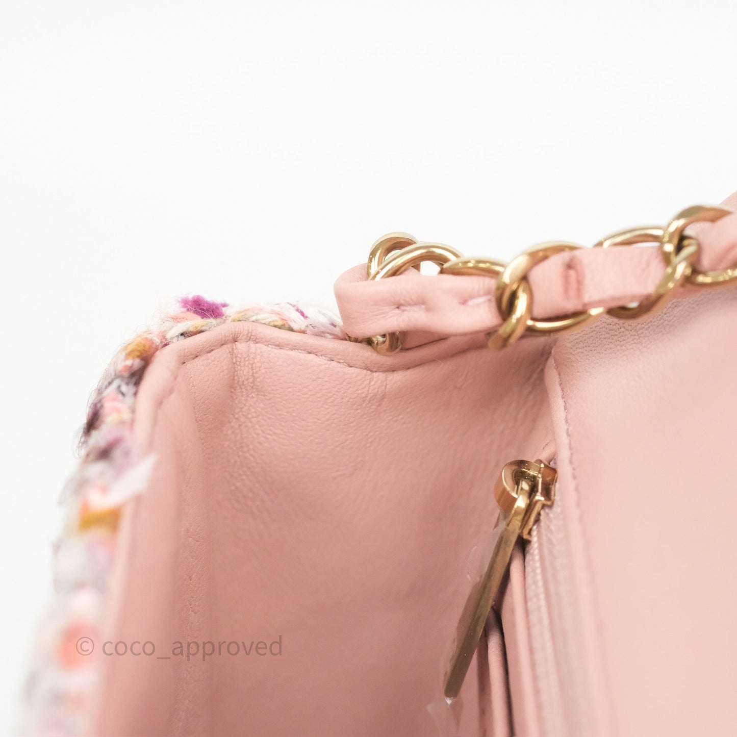 Chanel Mini Rectangular Pink Burgundy Tweed Gold Hardware 23K