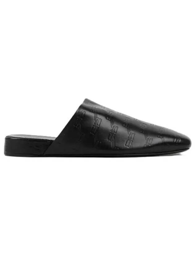 Luxury Balenciaga Debossed Logo Leather Mule Black